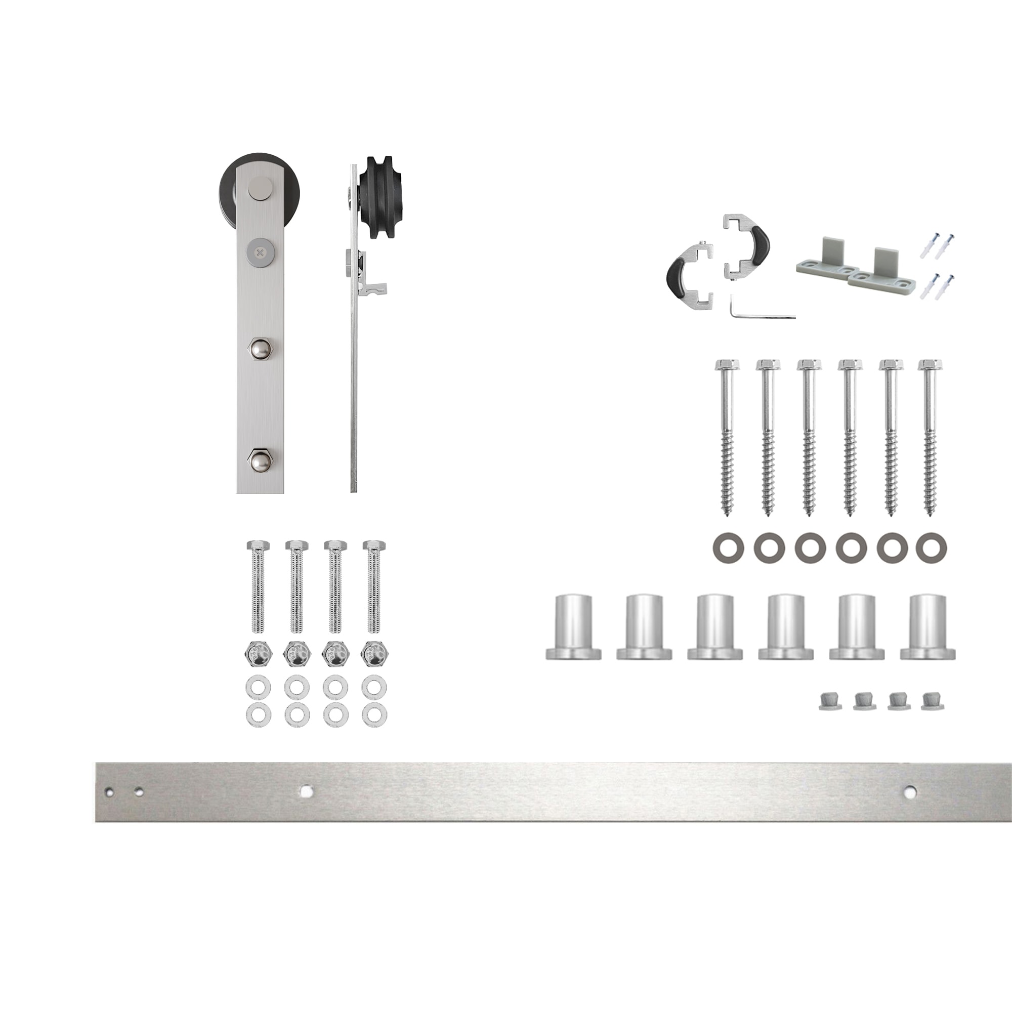 HOMACER ZT1DNZ090C 90-in Brushed Brushed Nickel Indoor I-strap Single Barn door hardware kit