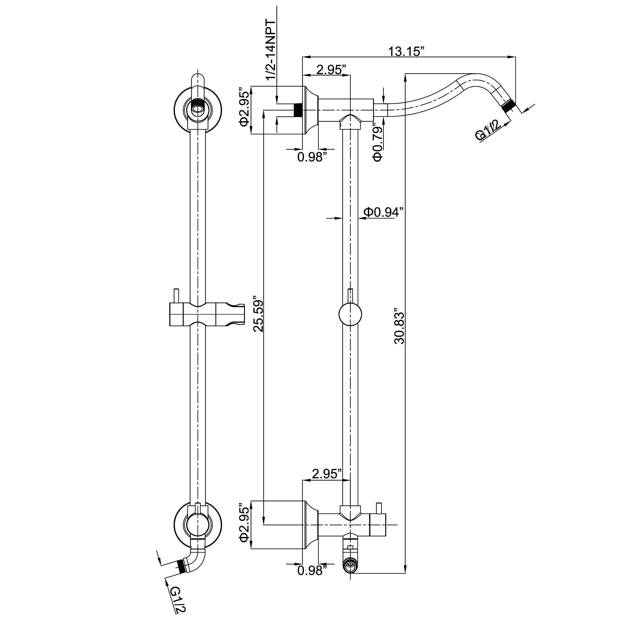 WELLFOR WB-1033 Showerhead-Bar-Panels - View #8