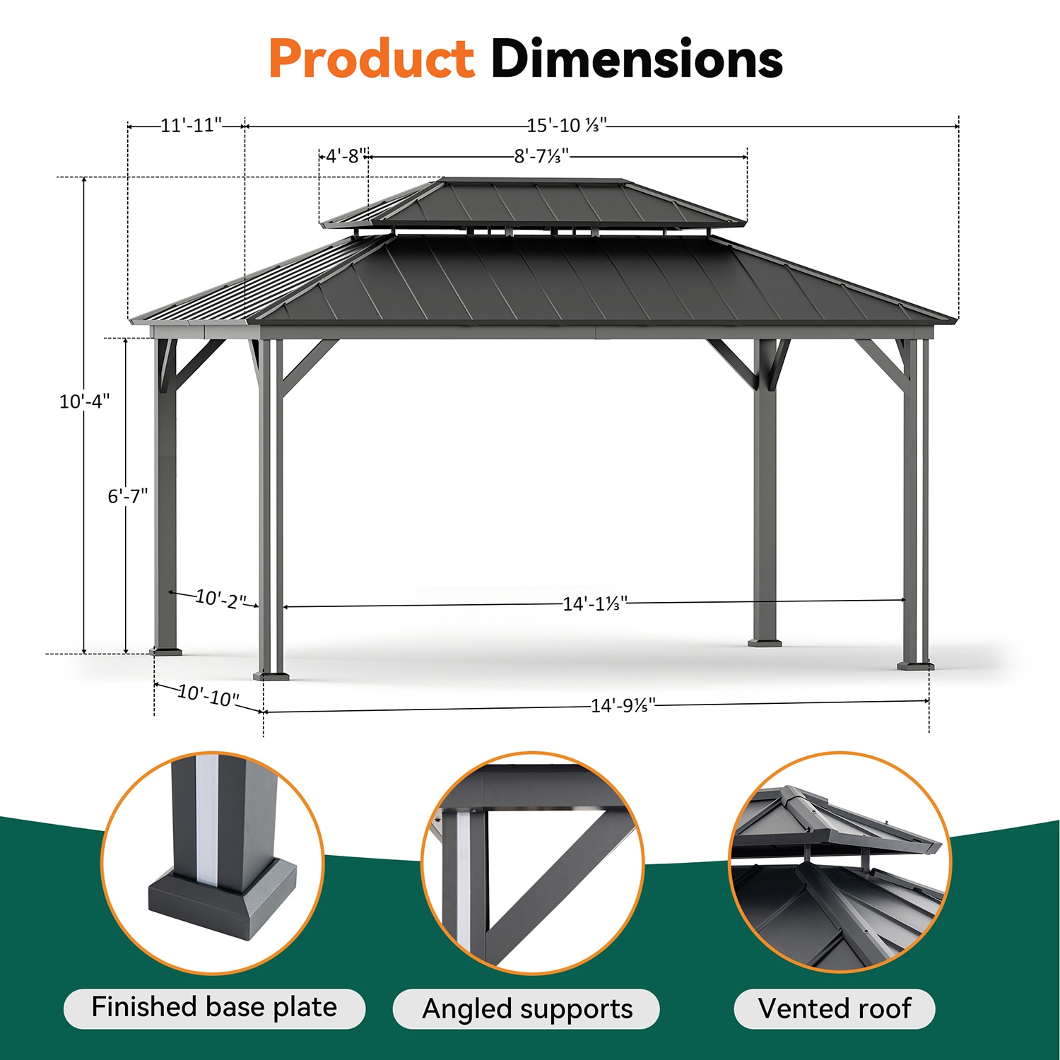 ELEVATE OUTDOORS IG10600042-1216S Wood-Resin-Gazebos - View #2