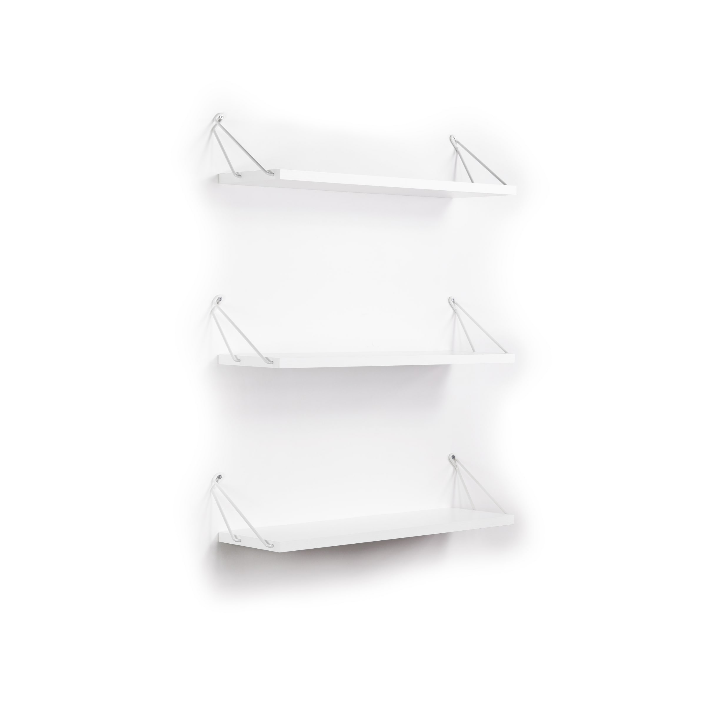 Miki Shinly FN-9546-07QI 24-in L x 5-in D x 7-in H White Wood Rectangular Floating shelf 3 Decorative Shelves