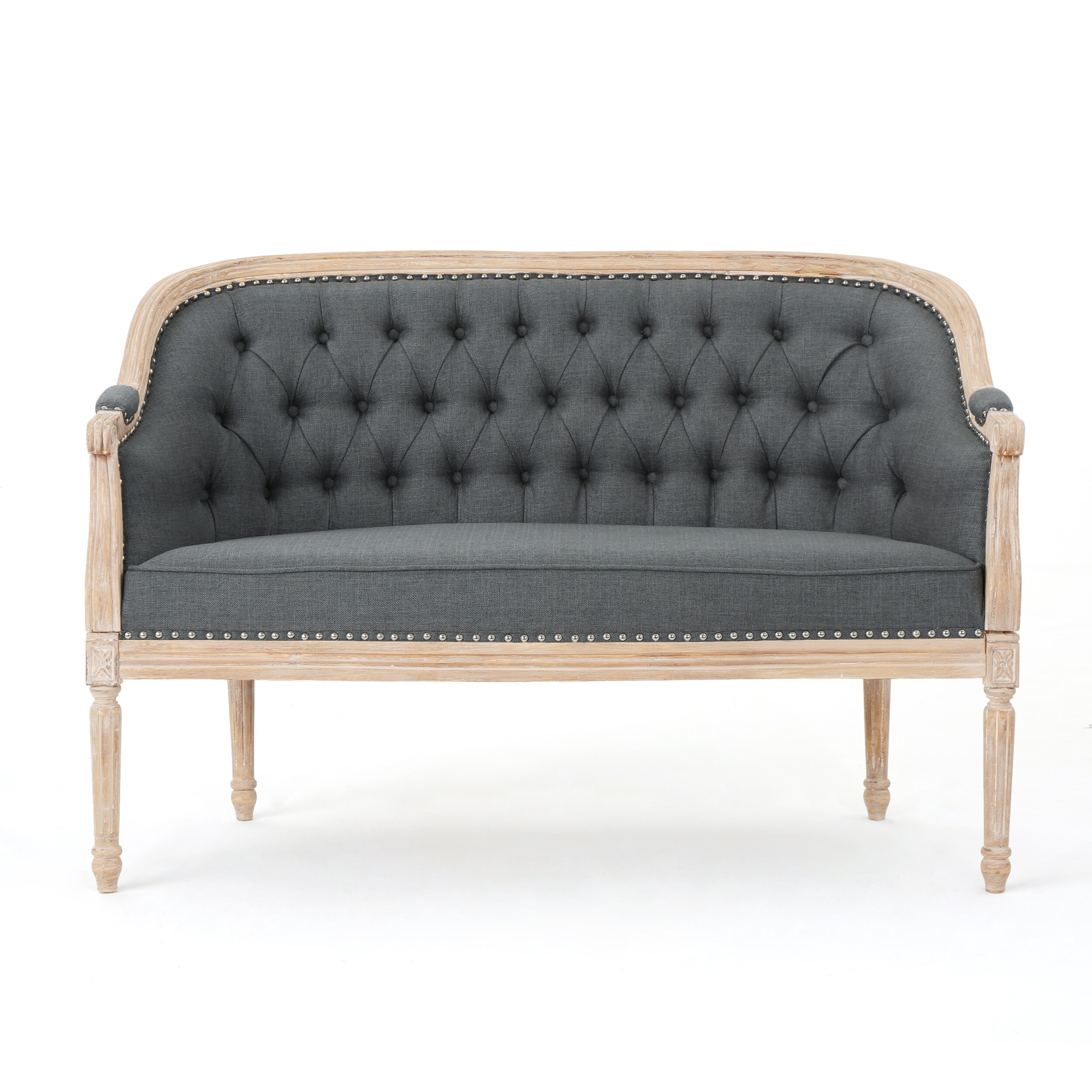 Best Selling Home Decor 303541 Faye 49.5-Inches Modern Dark gray and antique 2 -seater Loveseat