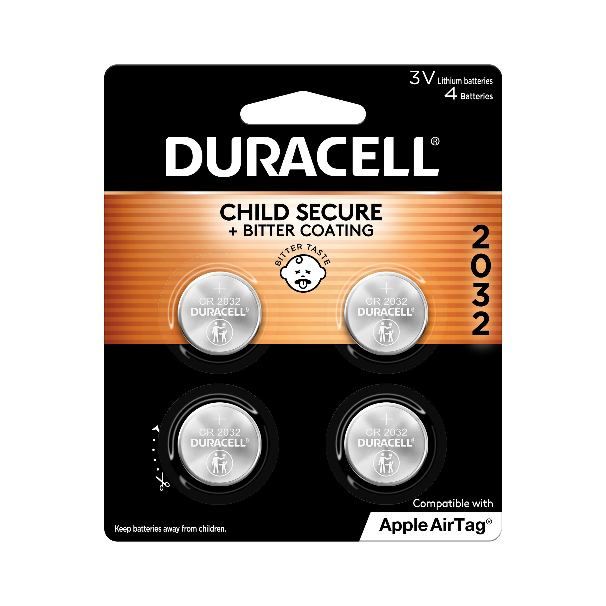 Duracell DL2032 Lithium Medical Battery, 3V - 4 pack