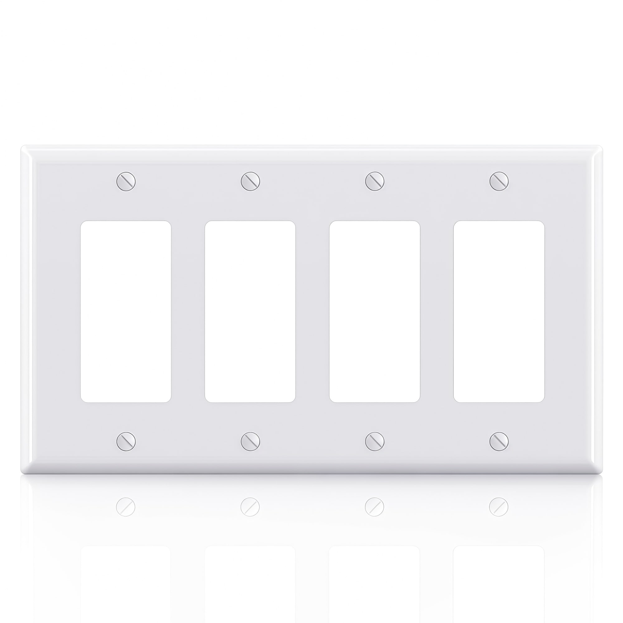 Numhew 4.88in H x 8.57in L 4-Gang White Wall Plate