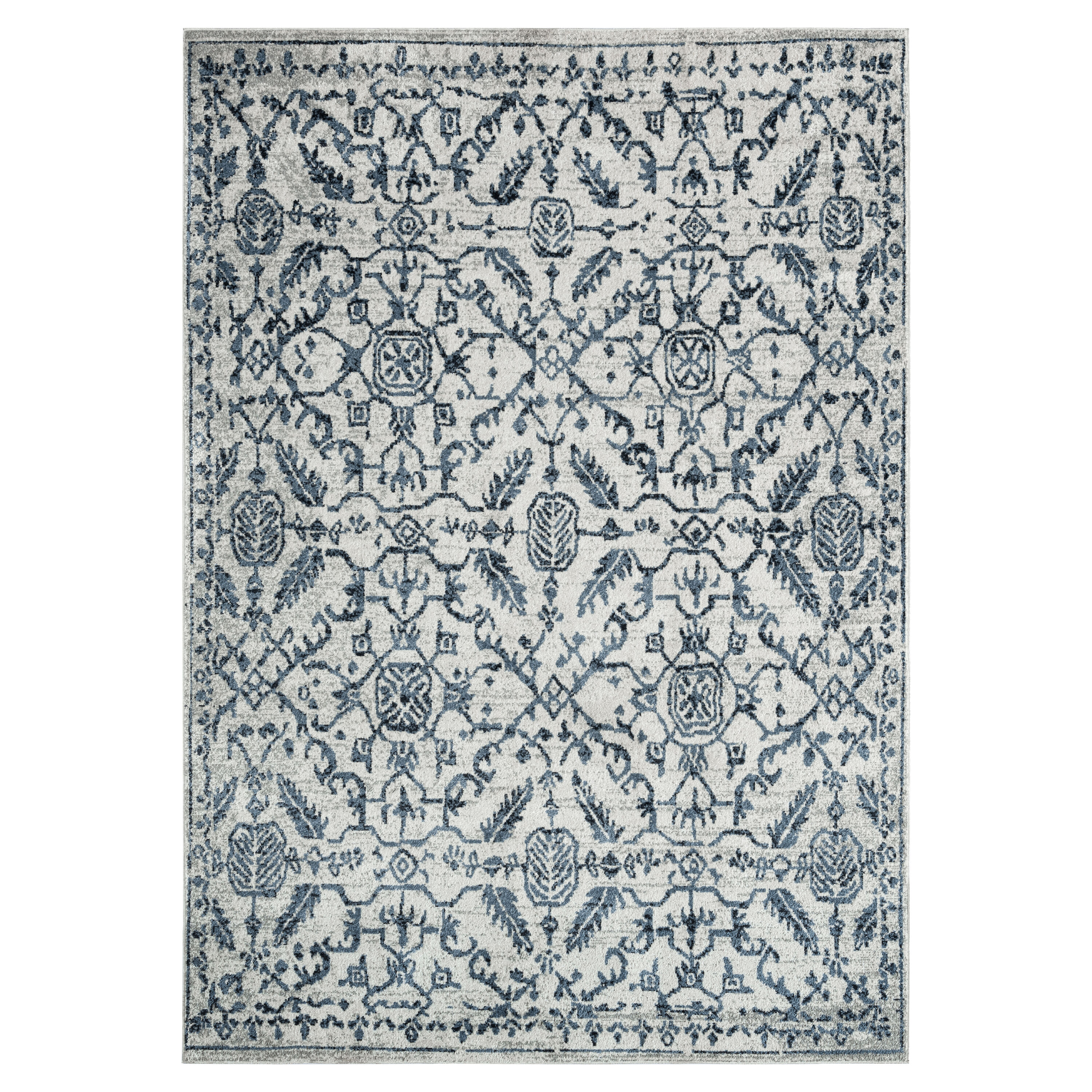Style Selections Blue Botanical 9 x 12 Gray-blue Indoor Area Rug in the Rugs  department at 