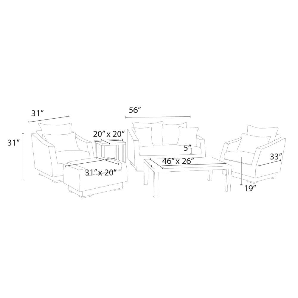Cannes Maxim 5-Person Beige Outdoor Seating Set with Sunbrella Cushions