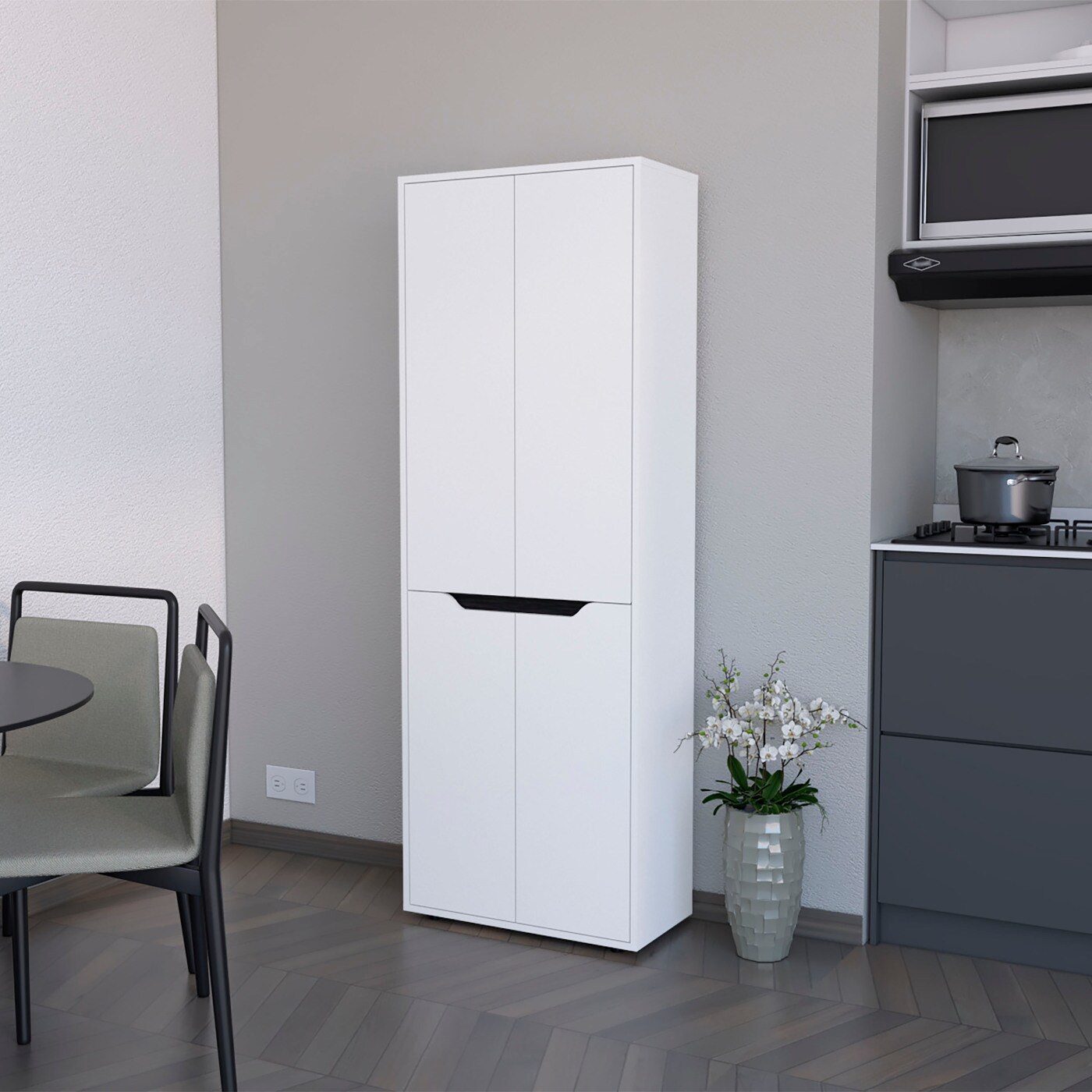 CHITA Multicolor Pantry Cabinet with 4 Doors and 5 Shelves for Kitchen Dining Room Pantry Goods Cookware Everyday Storage and Serving Essentials