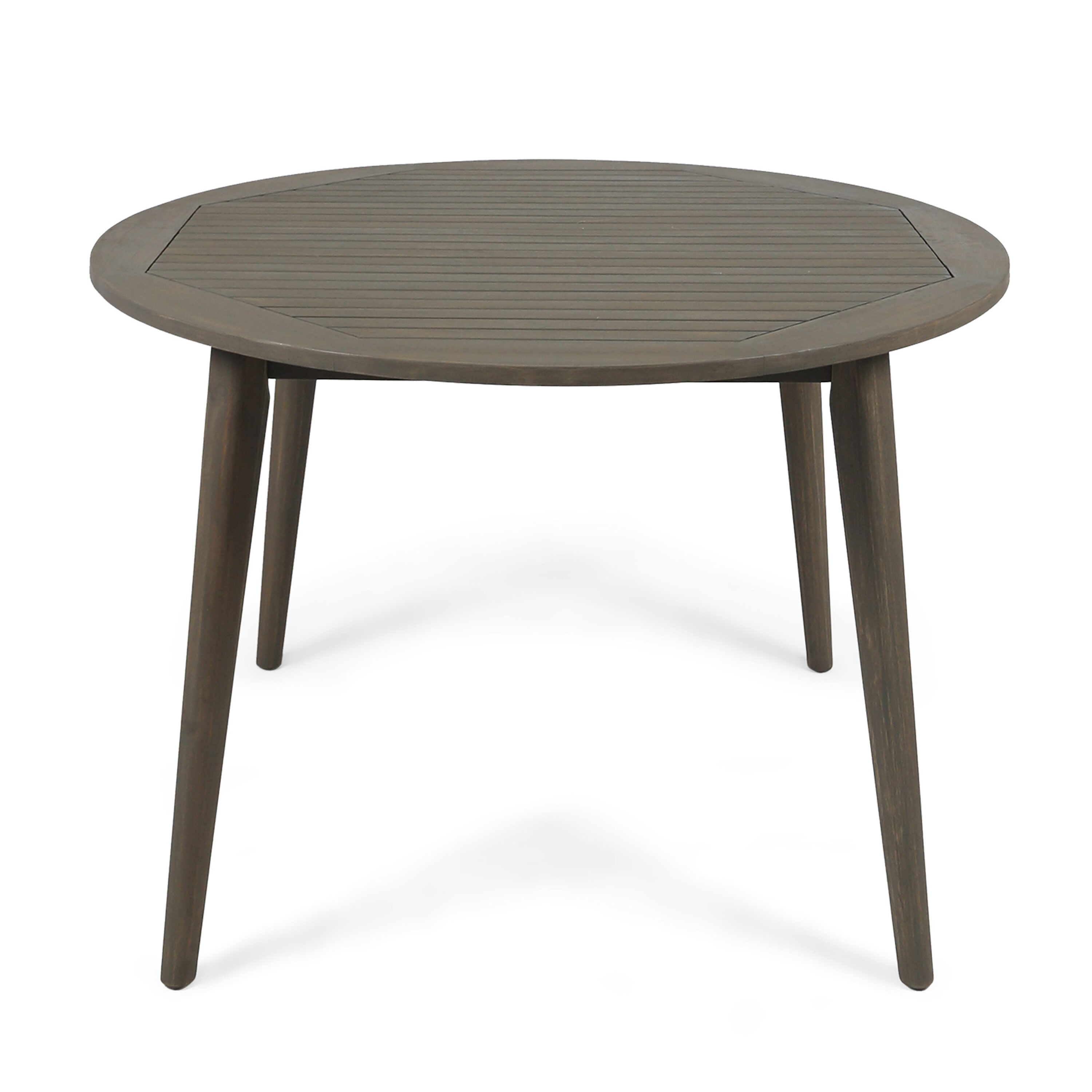 Gray Acacia Wood Round Outdoor Dining Table for 4