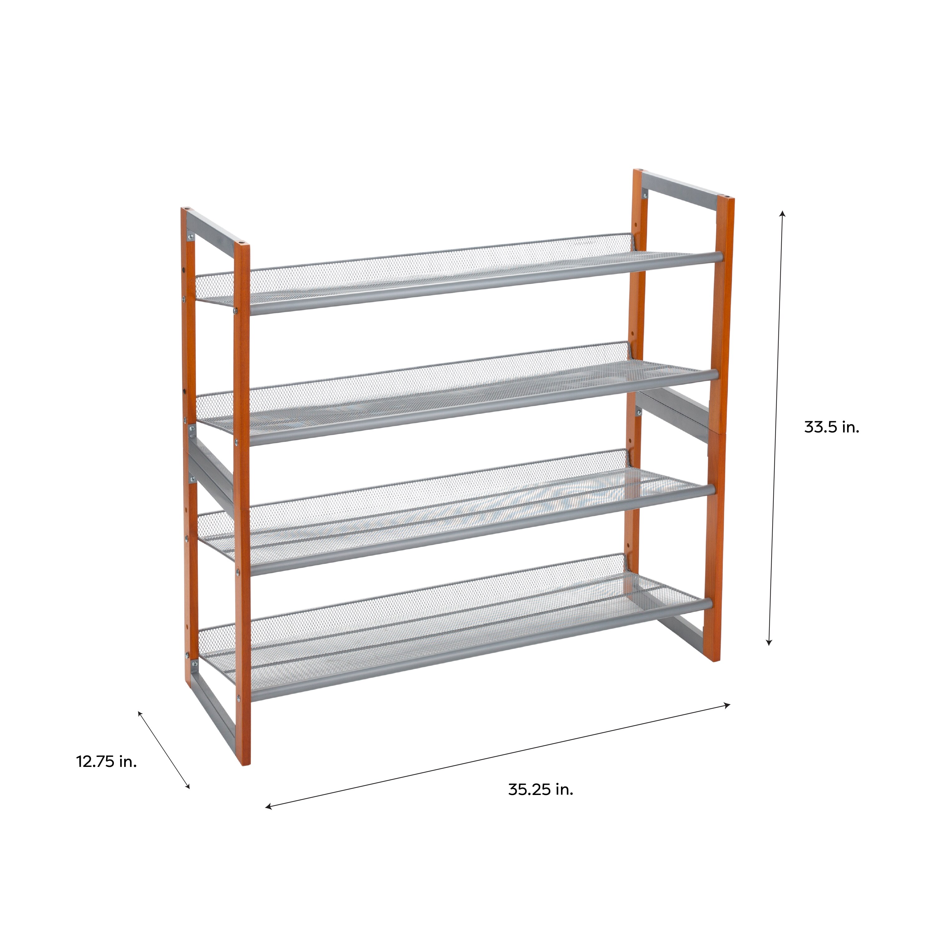 Goplus 7-Tier Black Wood Shoe Rack, Freestanding Shoe Storage for 7 Pairs, 43.5-in H