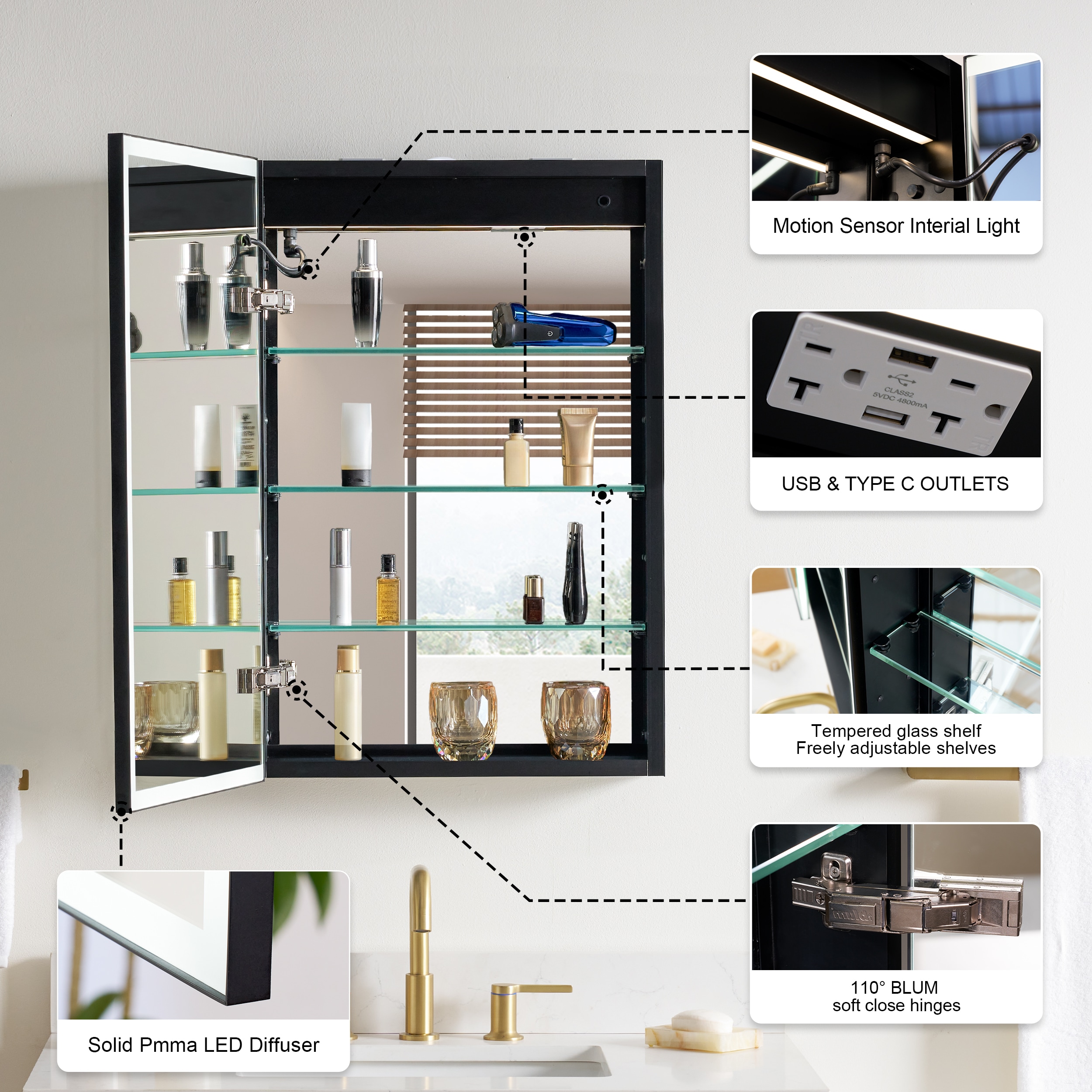 WELLFOR W12MCL2030L Bathroom-Medicine-Cabinets - View #6