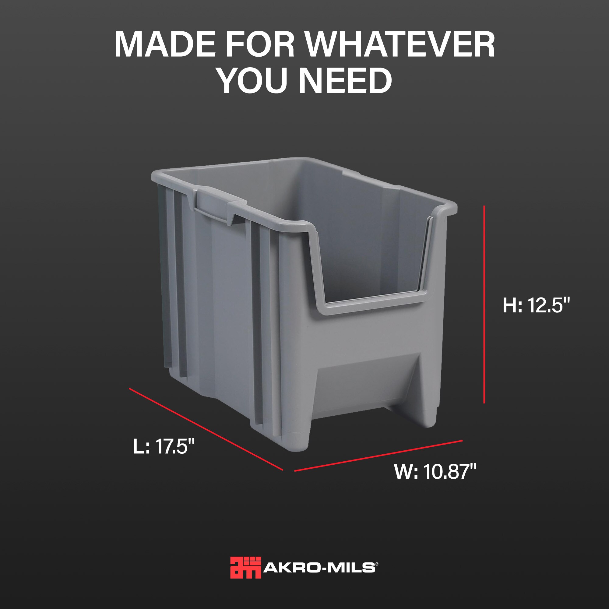 Akro-Mils 13014GREY Plastic-Storage-Totes - View #4