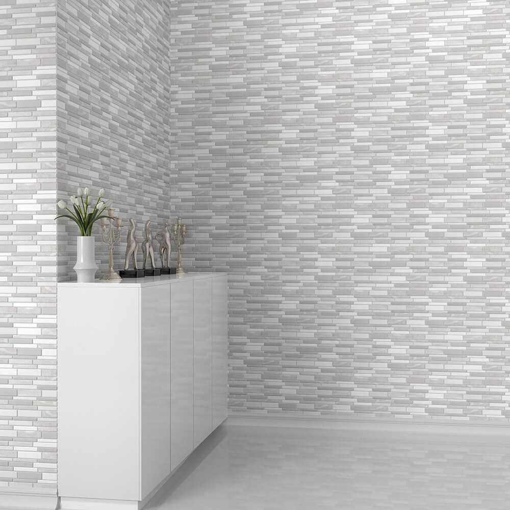 Peel&Stick Mosaics Sand Dune White and Gray 10-in x 10-in Multi-finish ...