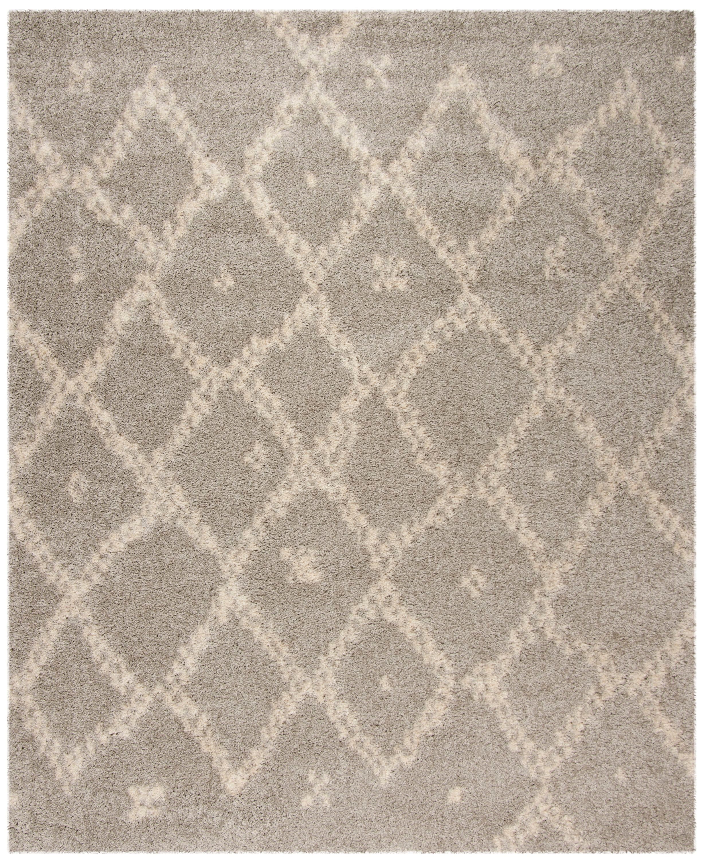 Safavieh ASG747D-7 Arizona Austin Shag 7 x 9 (ft) Loomed Polyester/Polypropylene Gray/Ivory Rectangular Indoor Abstract Moroccan Area rug