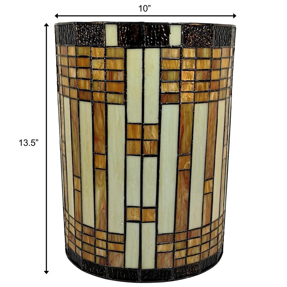 Tiffany Style Brown and Yellow Geometric Stained Glass Wall Sconce