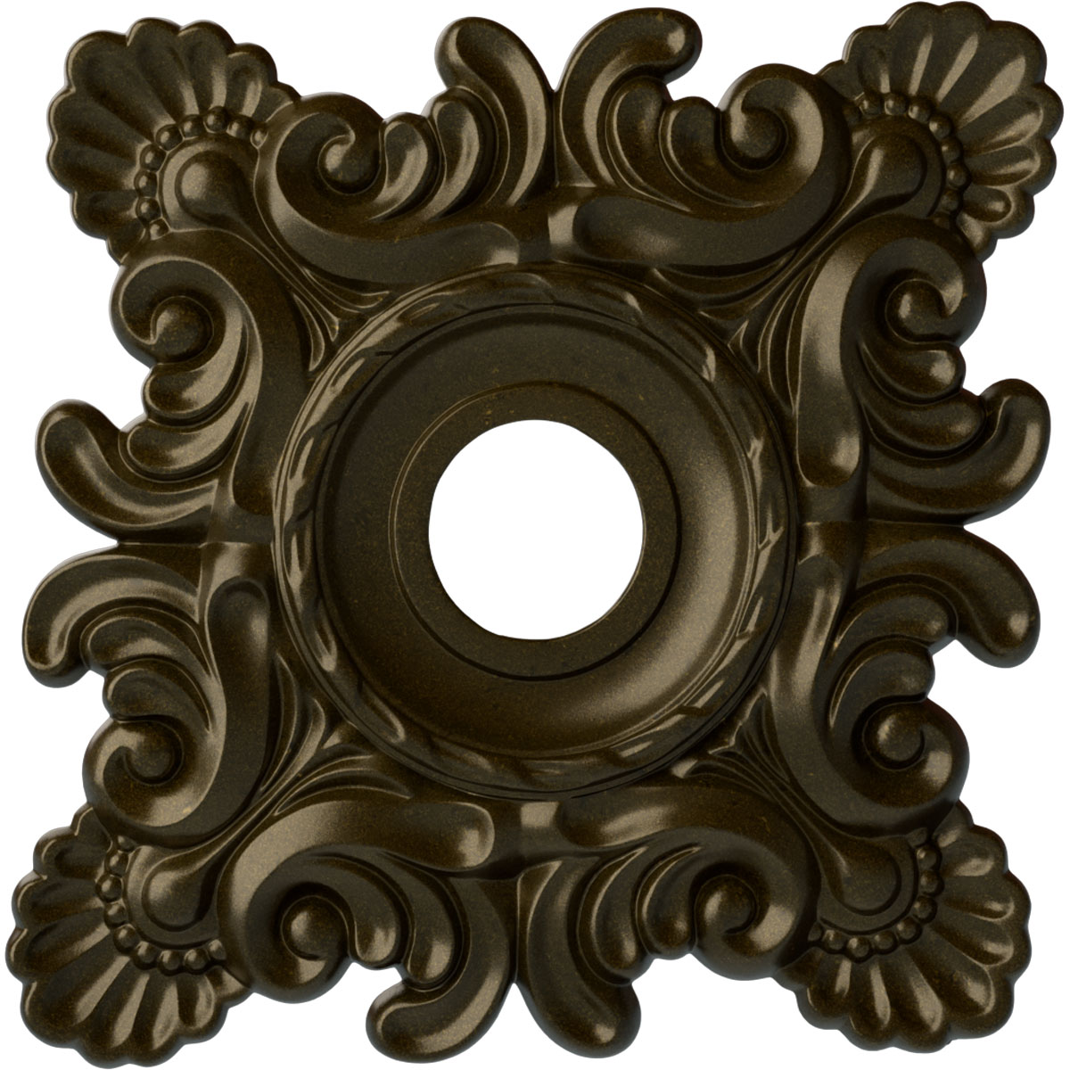 Ekena Millwork CM18CRGGS Crawley 18-in W x 18-in L Painted Green Gold Polyurethane Whole Ceiling Medallion