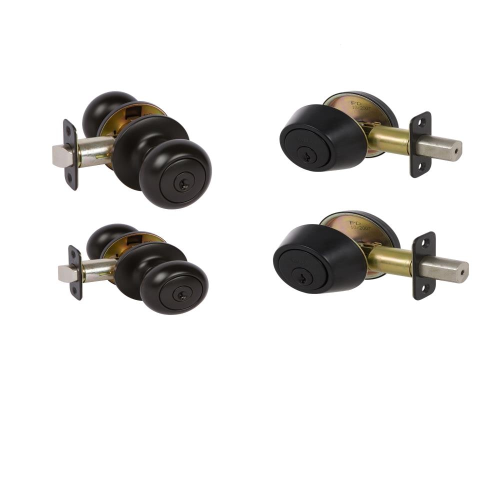 Delaney Hardware KS3404 Delaney Callan Black Traditional Exterior Single-cylinder deadbolt Keyed entry door knob Combo pack