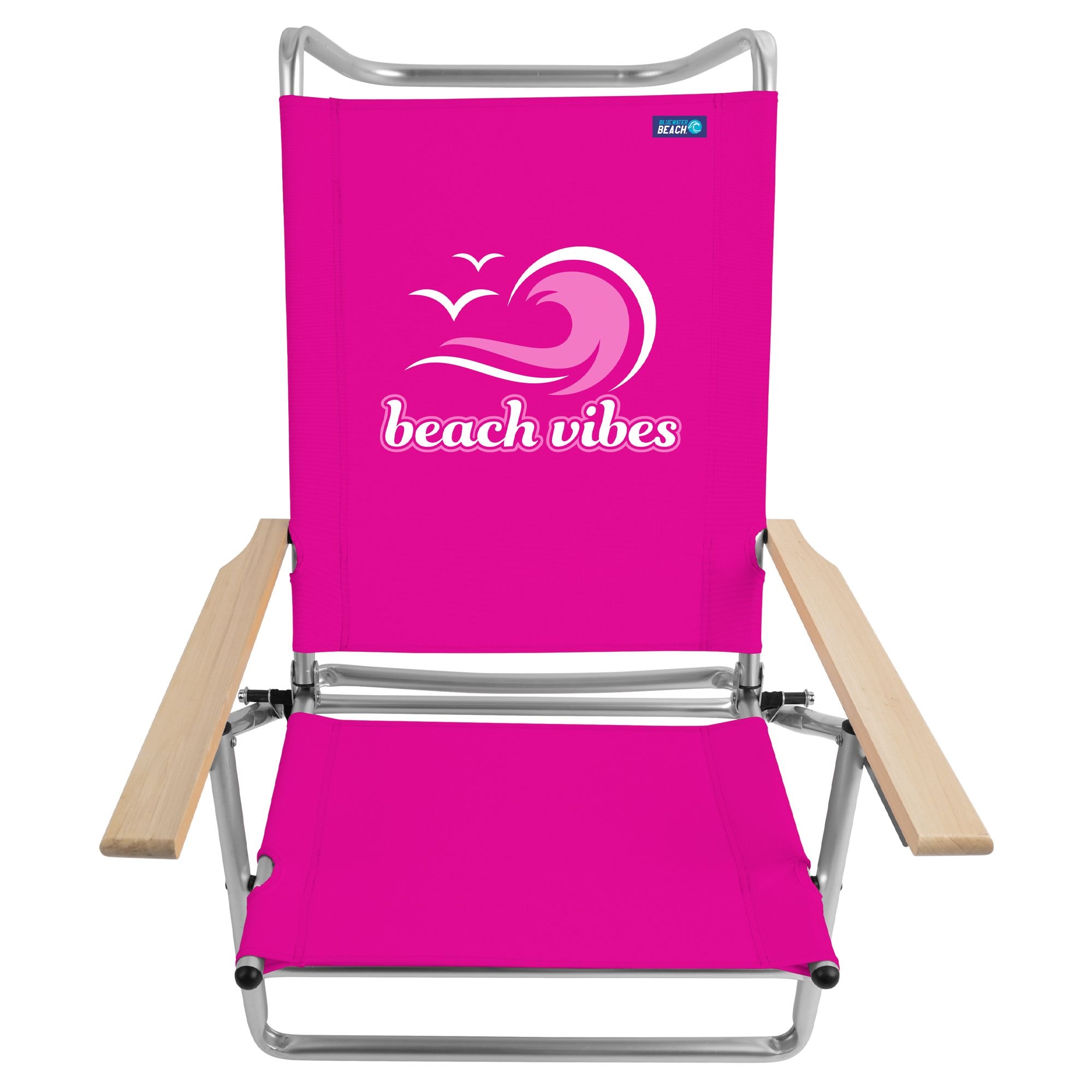 Bluewater Beach Polyester Pink Folding Beach chair Adjustable and Carrying Strap/Handle Included