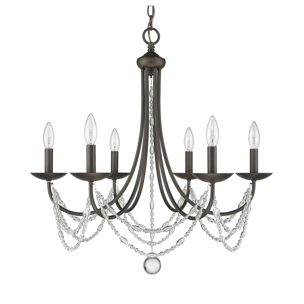 Mirabella 6-Light Rubbed Bronze and Crystal Chandelier