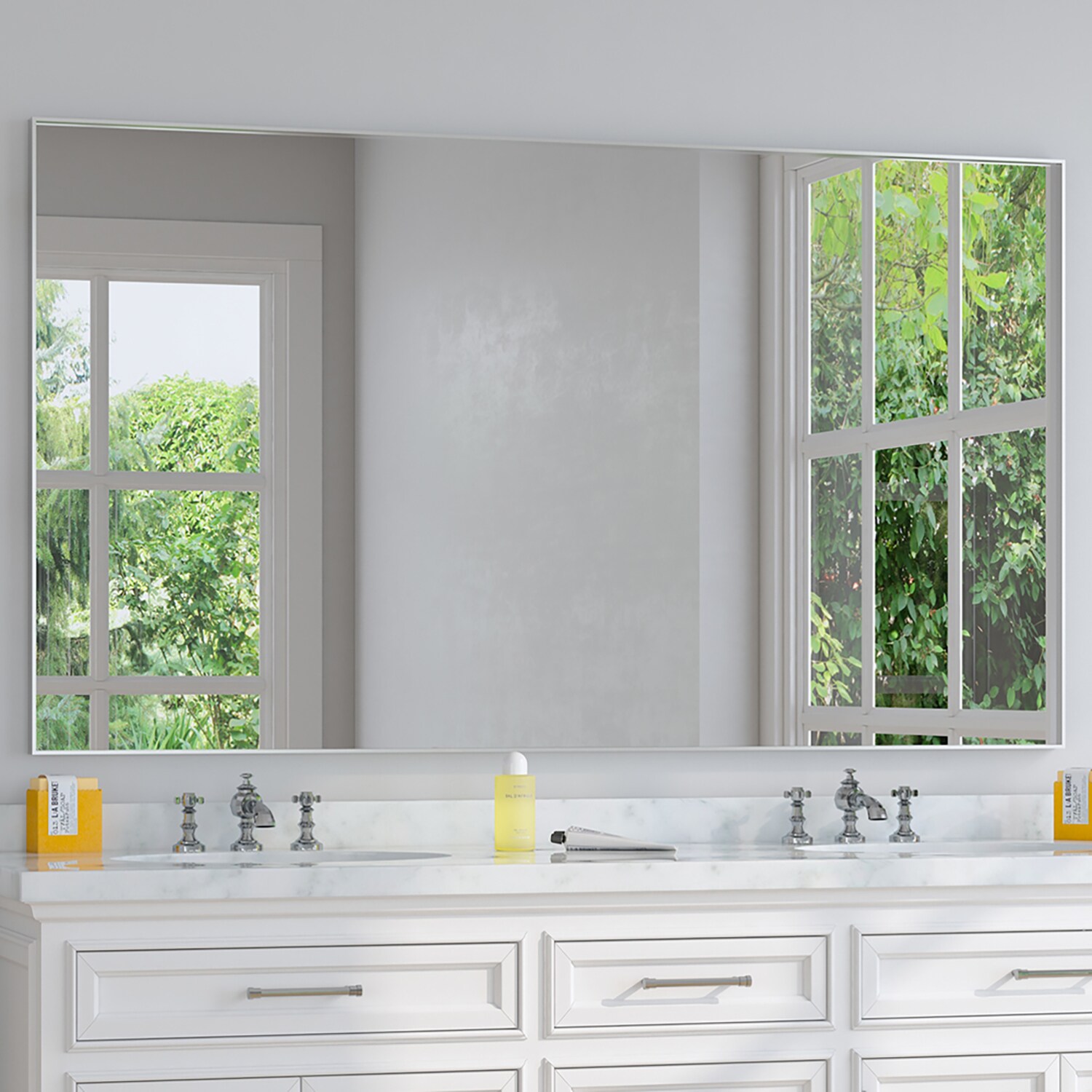 waterpar 96-in x 48-in Black Bathroom Vanity Mirror in the Bathroom ...