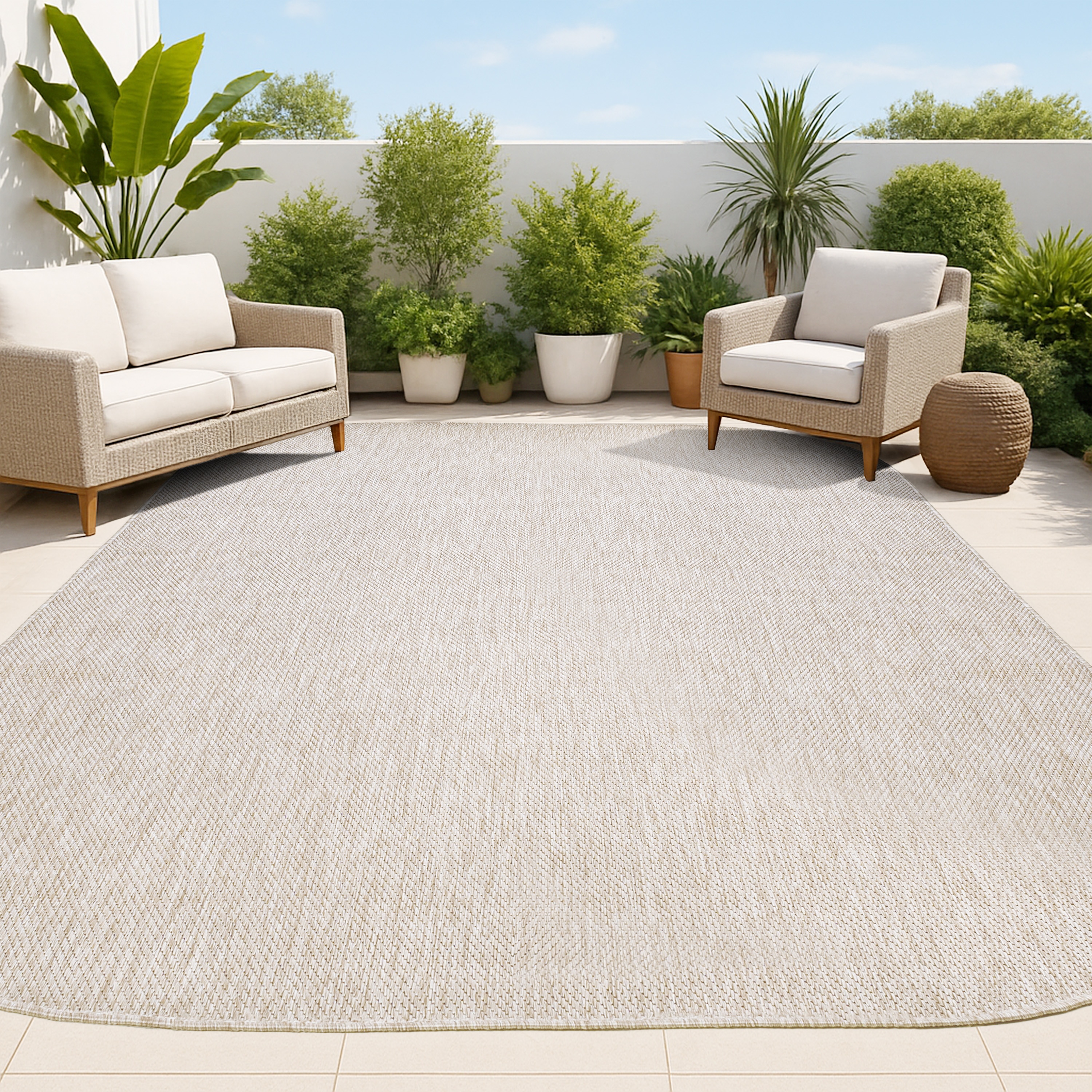 JONATHAN  Y SHP100B-9 SHAPES Miles Minimalist Radius Corner 9 x 12 (ft) Loomed Beige Rectangular Indoor/Outdoor Solid Coastal Pet Friendly Area rug