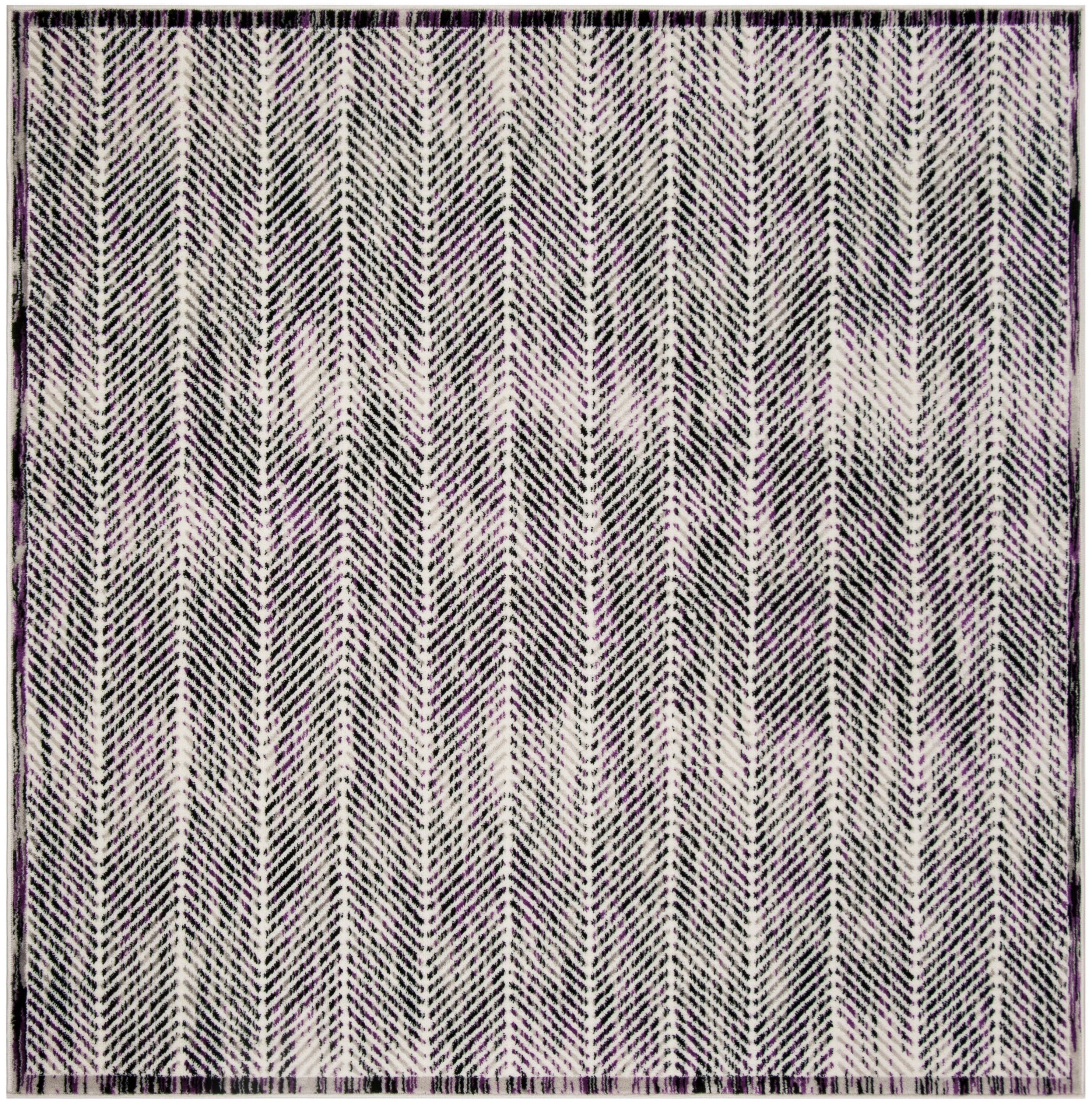 Skyler Grey and Purple Synthetic Square Area Rug