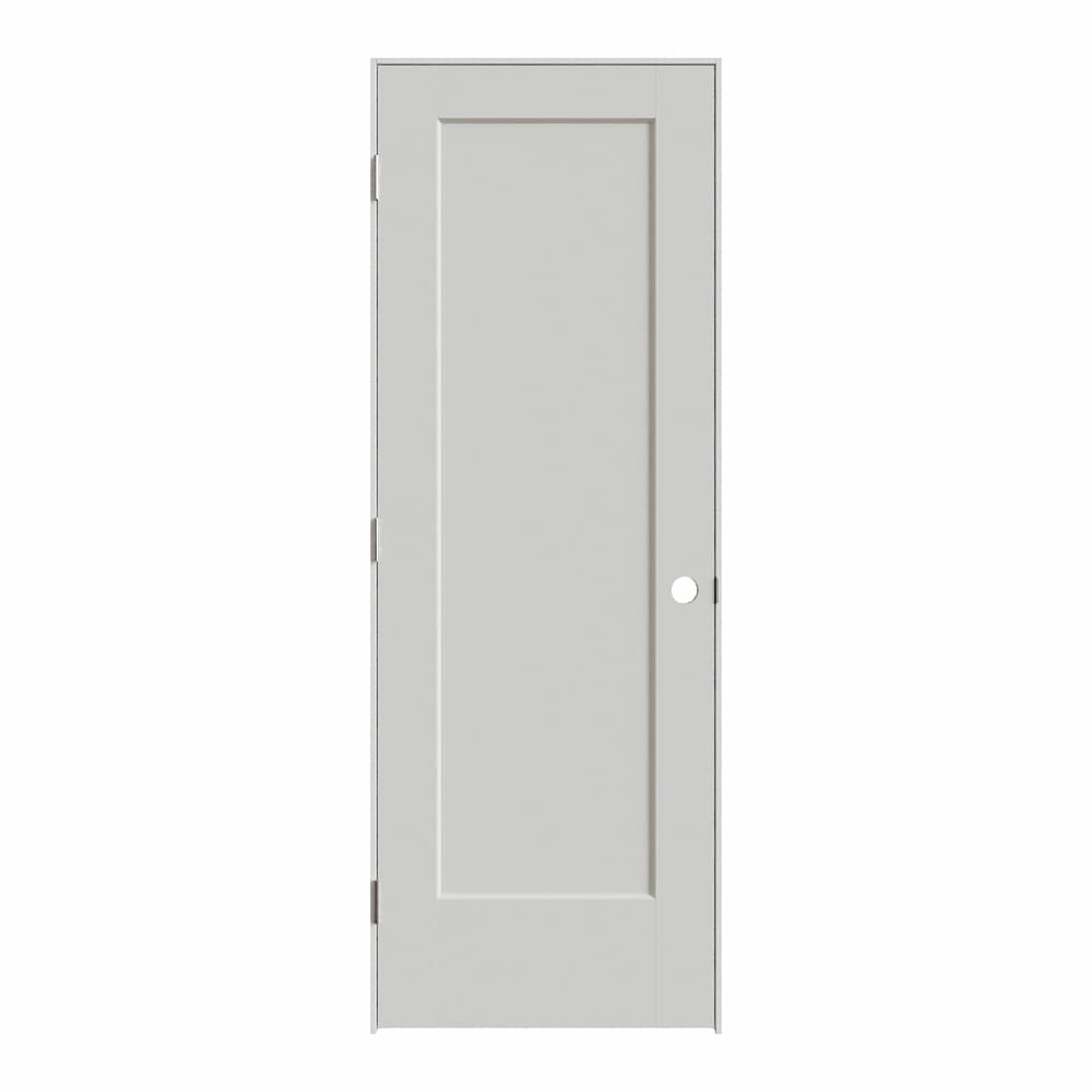 Masonite 642391 28-in x 80-in Primed Hollow core 1-panel Right hand Smooth Primed Molded composite Flat Jamb Single Prehung Interior Door