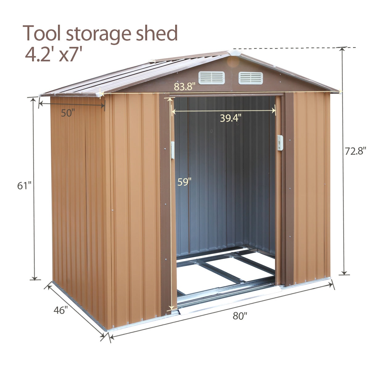 Jaxpety 7-ft x 4-ft Galvanized Steel Storage Shed in the Metal Storage ...