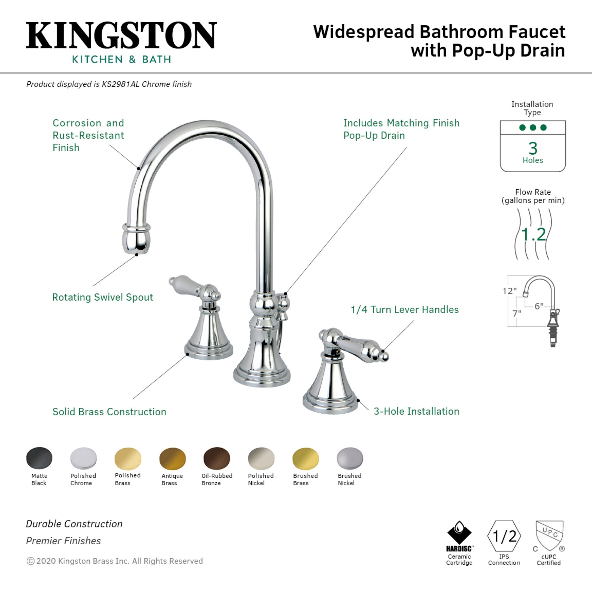 Kingston Brass WLKS2986AL Lavatory-Faucets - View #3