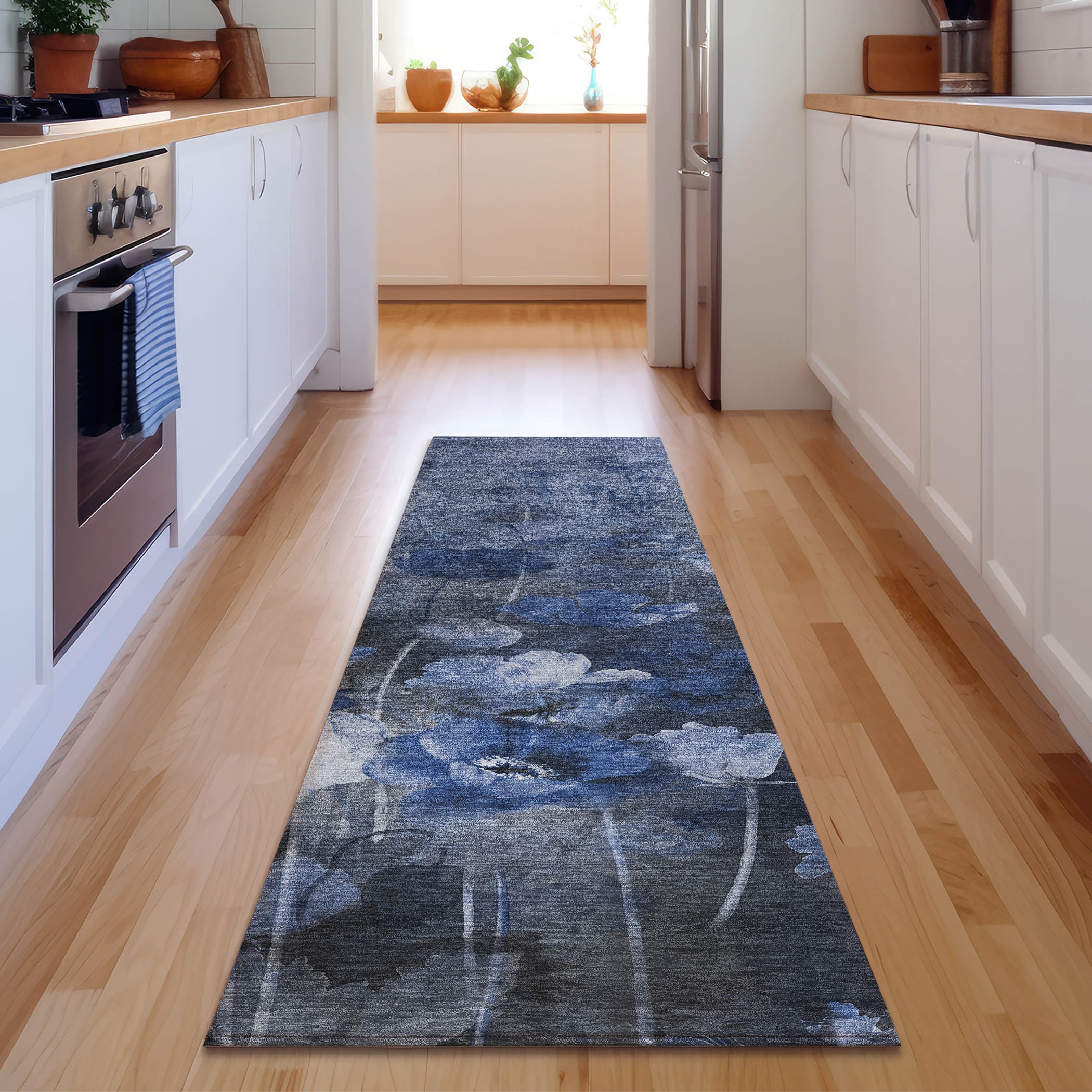 Addison Rugs AMF613BU2X8 Mayfield AMF613BU 2 x 7 (ft) Loomed Polyester Blue Rectangular Indoor Geometric Machine washable Area rug