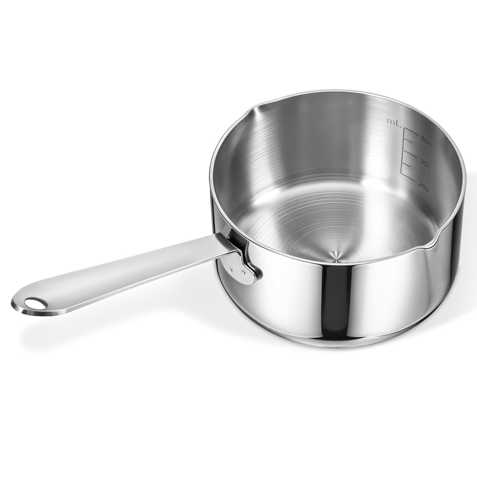 Aoibox  0 5 Qt Tri Ply 18 10 Stainless Steel Butter Warmer Measuring Sauce Pan with Dual Pour Spouts Quart Small