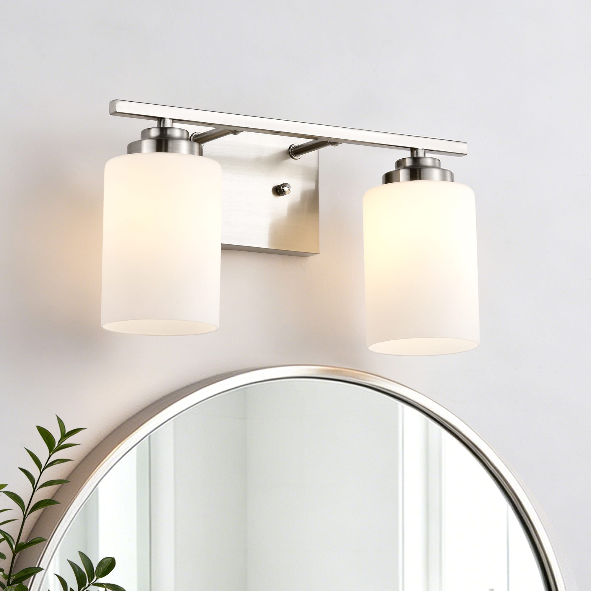 Edvivi Aliana 14-in 2 Light Brushed Nickel Farmhouse Bathroom Vanity light