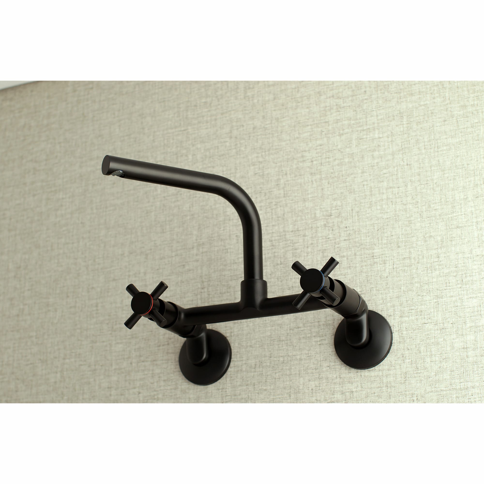 Kingston Brass WLKS412MB Concord Matte black Double Handle Wall-mount Kitchen Faucet