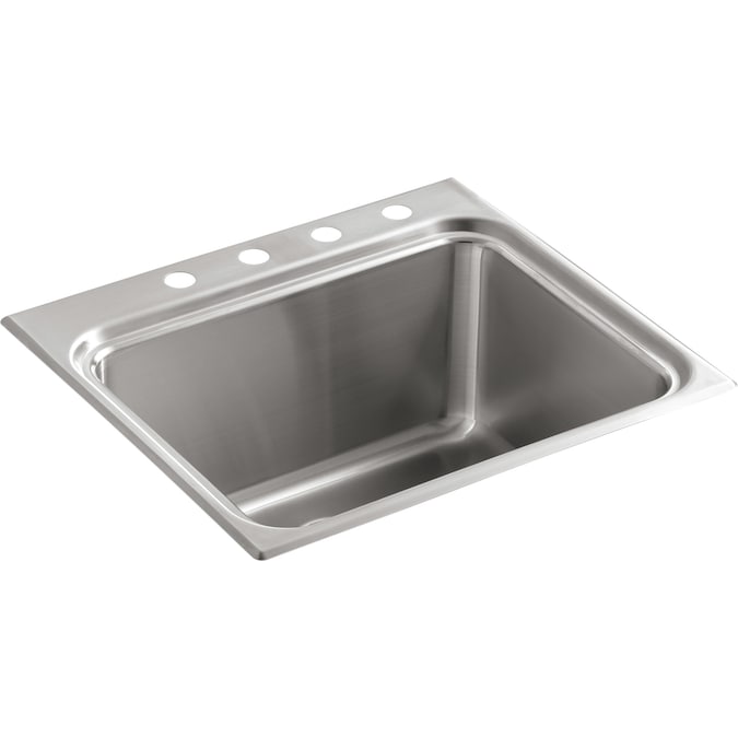 KOHLER 16-in x 21-in 1-Basin Stainless Steel Self-rimming Laundry Sink 21 X 16 Stainless Steel Sink