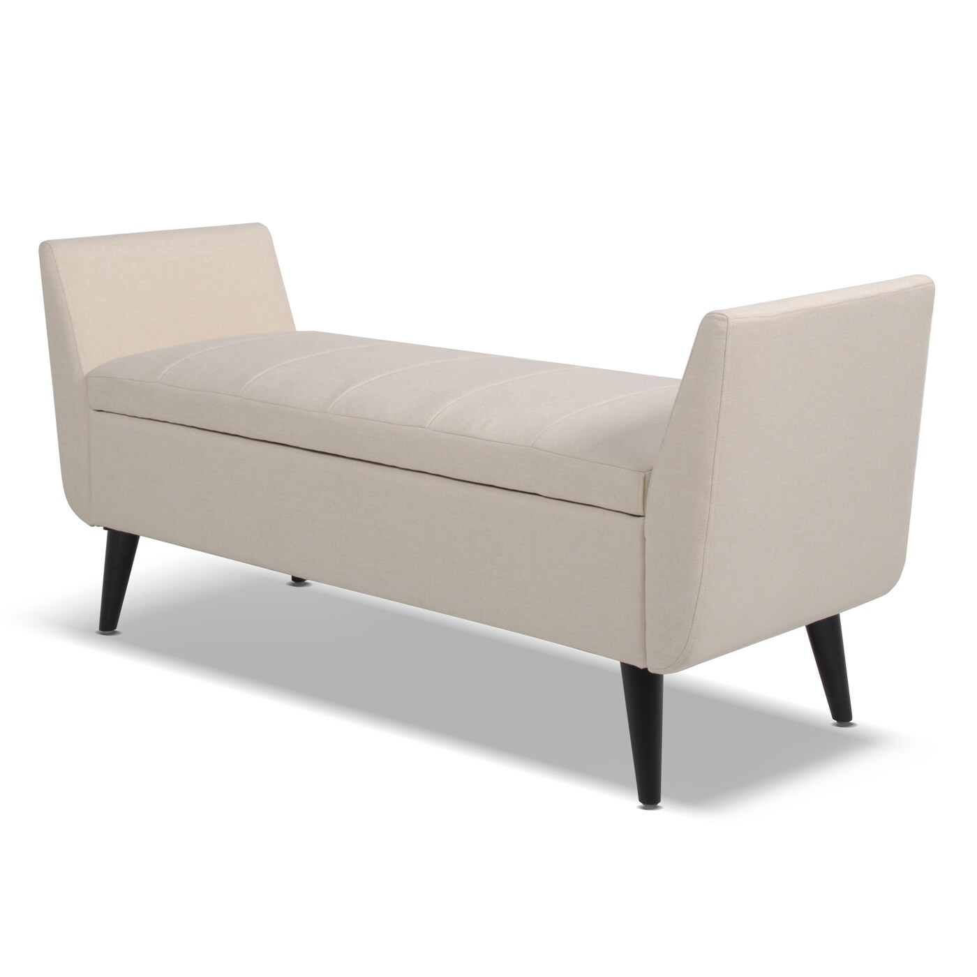 Jennifer Taylor Home 85621-970 Duff Modern Sky Neutral Beige Polyester Storage Bench with Storage 60-in x 20-in x 26.5-in