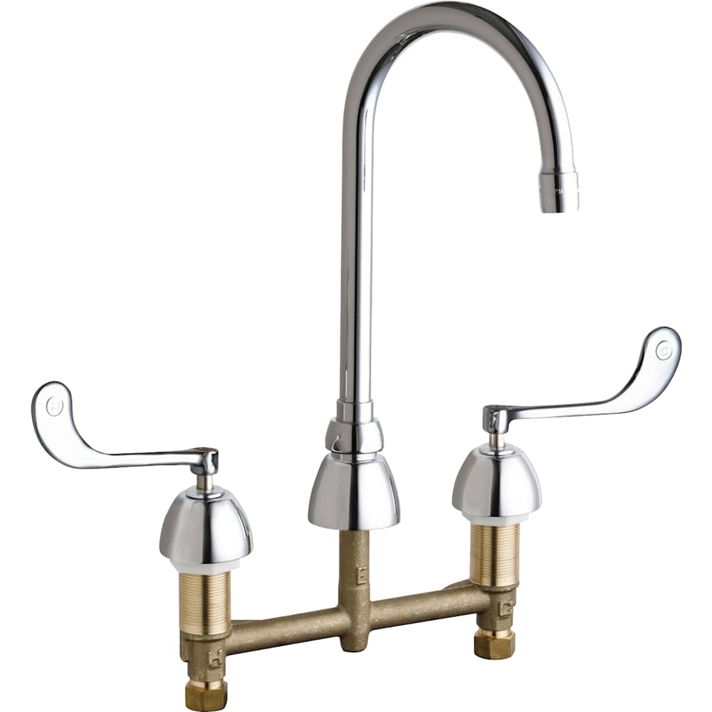 Chicago Faucets  786E3319AB Commercial Grade High Arch Kitchen Faucet with Wrist Blade Handles  8 Inch Faucet Centers