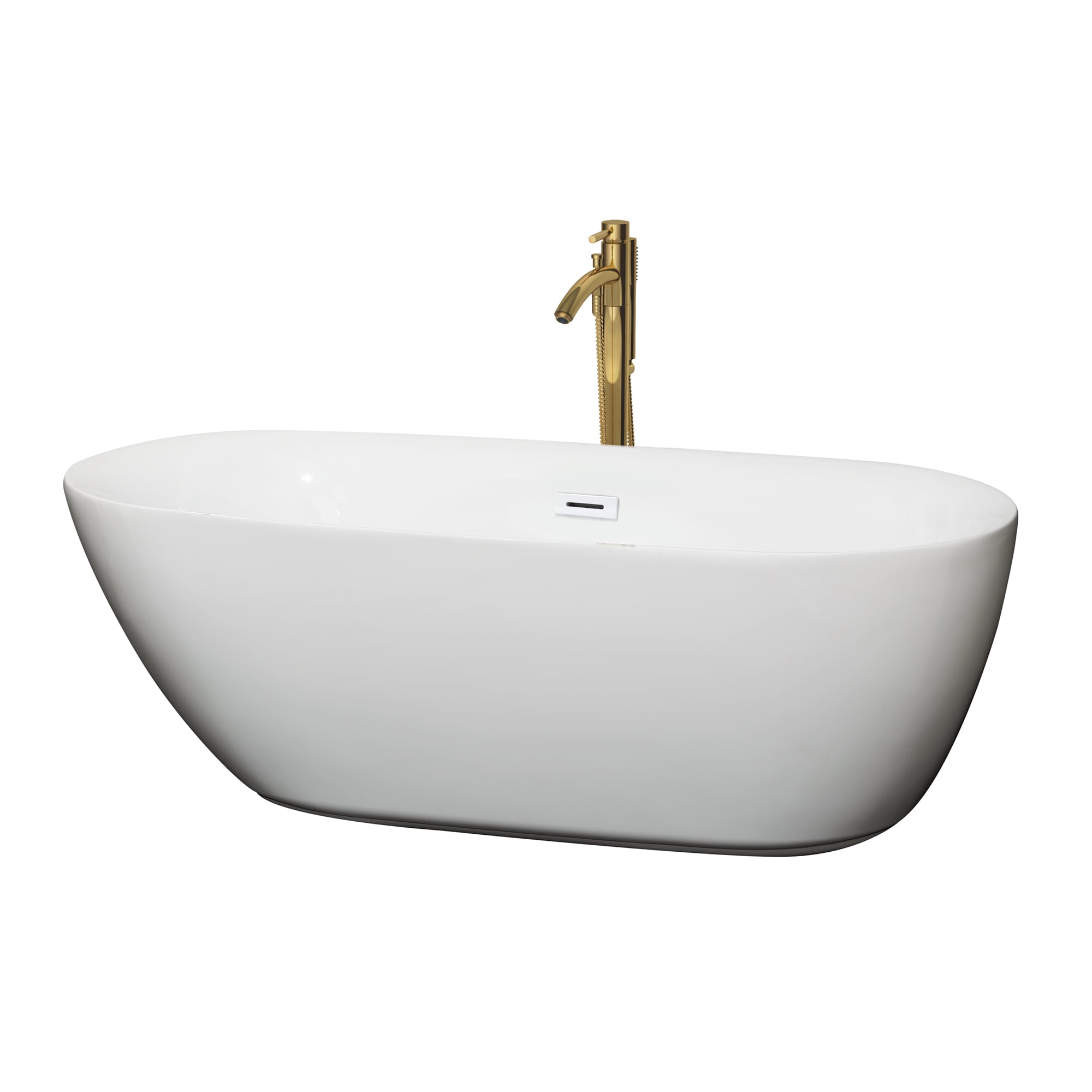 Wyndham Collection Melissa 31.25-in x 65-in Acrylic Oval Freestanding  Soaking Bathtub with Faucet, Hand Shower and Drain (Center Drain) at  Lowes.com