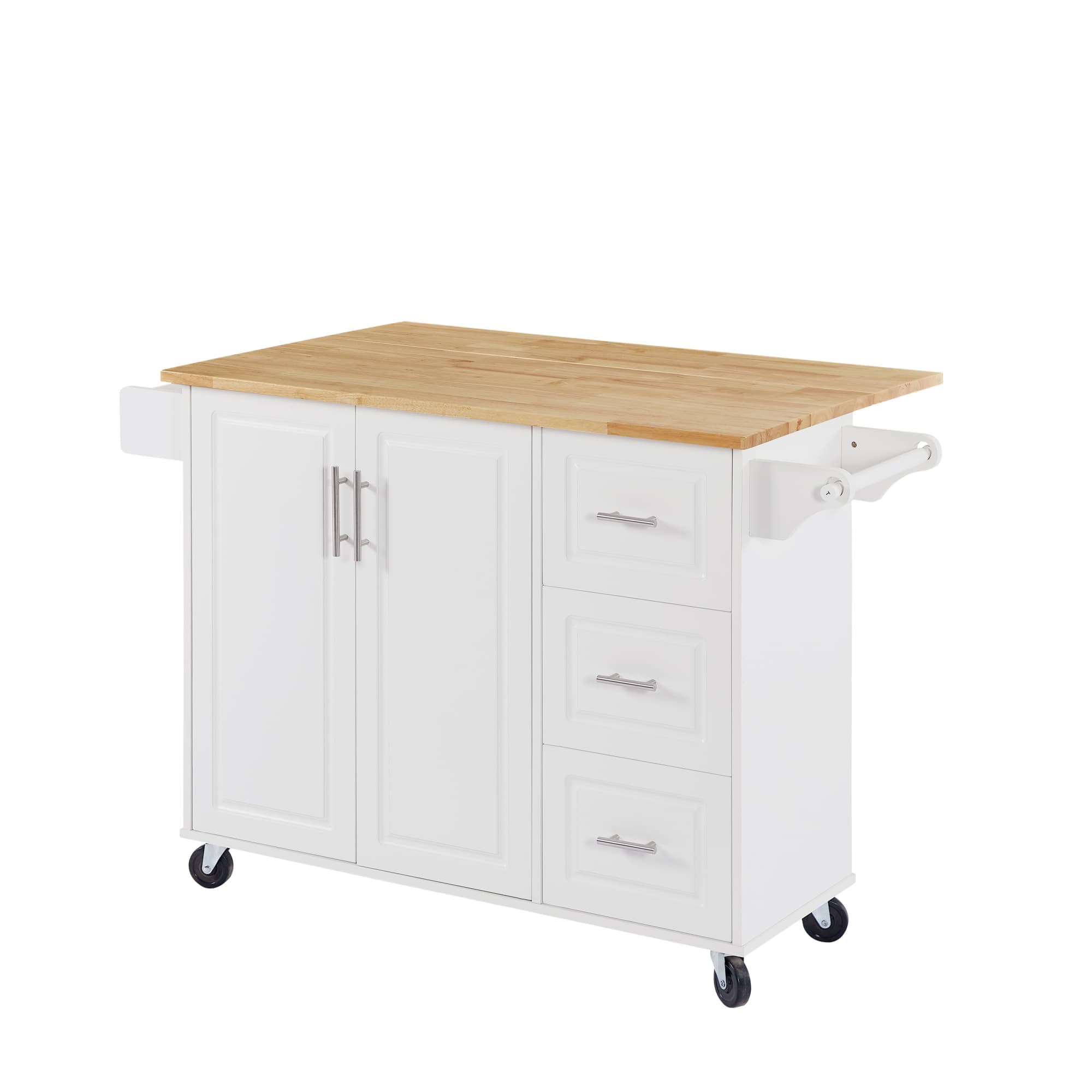 Runesay KI-71 White MDF Base with MDF Rolling Kitchen Cart ( 18.11-in x 53.78-in x 35.47-in )