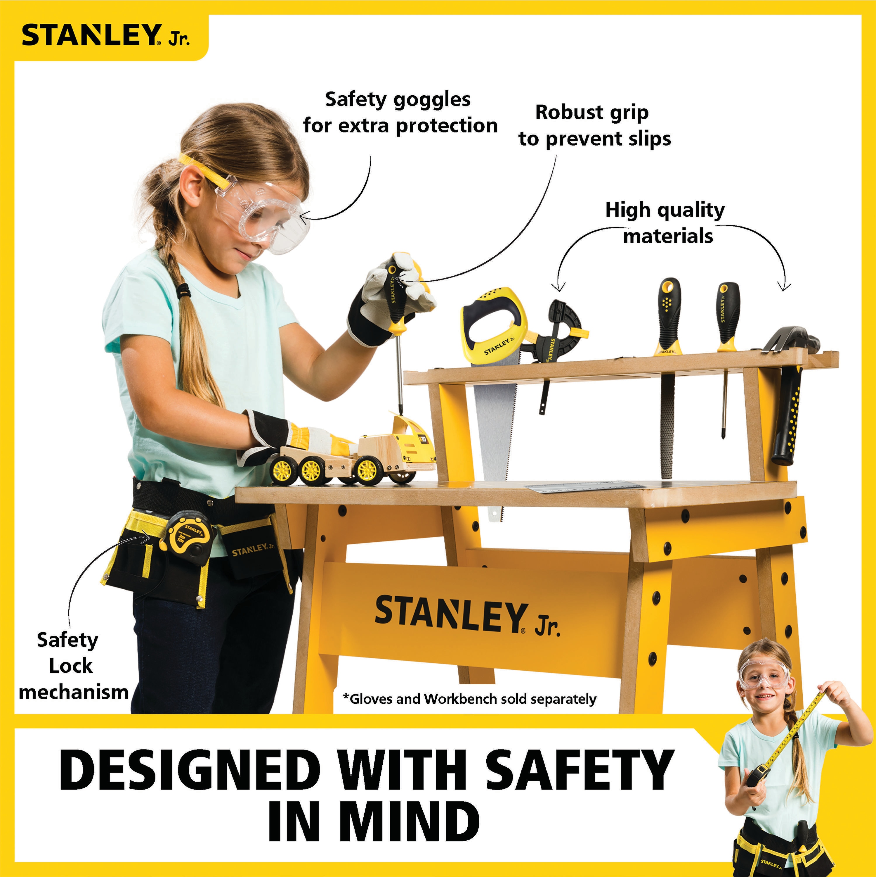  Stanley Jr. - Tool Belt, Tools Ages 5+ (T010M-Sy), Mixed : Toys  & Games