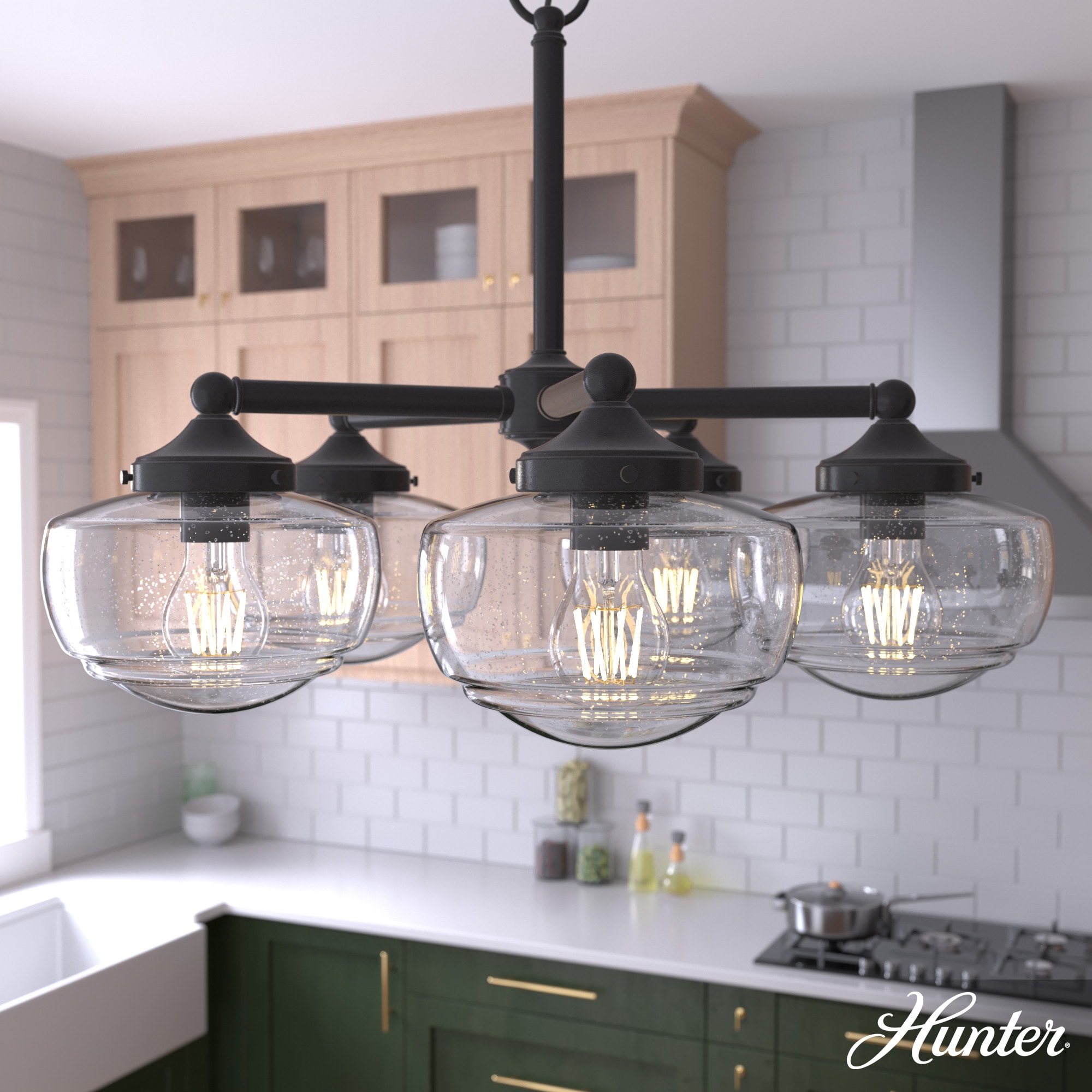 Hunter 19362 Saddle Creek 5 -Light Satin Bronze Transitional For Use in Bedrooms, Dining Rooms, Foyers, Kitchens, Living Rooms Chandelier