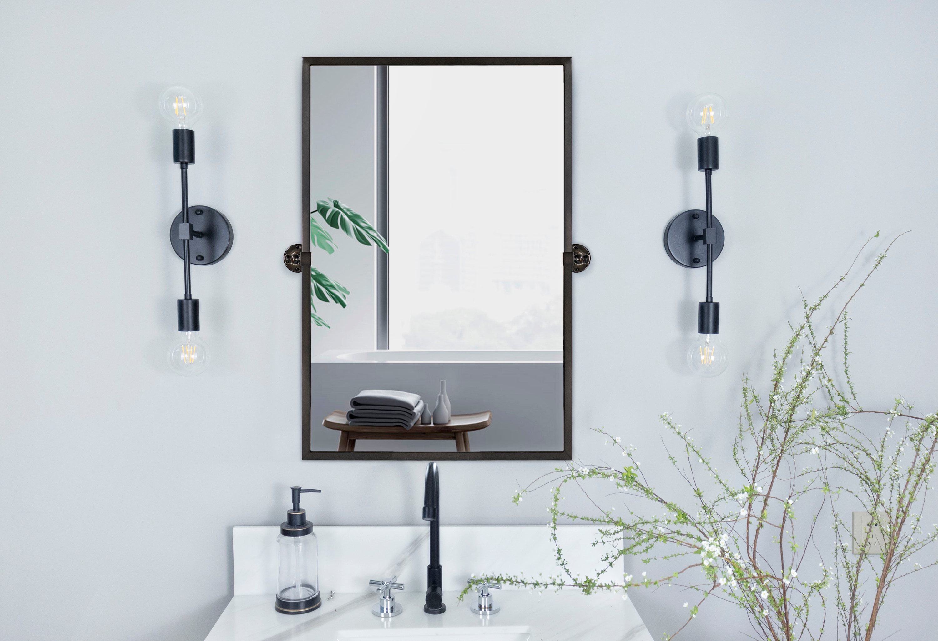 Tehome Blakley 20 In X 30 In Tilting Bathroom Vanity Mirror Oil Rubbed Bronze Gc 00437 At 3890