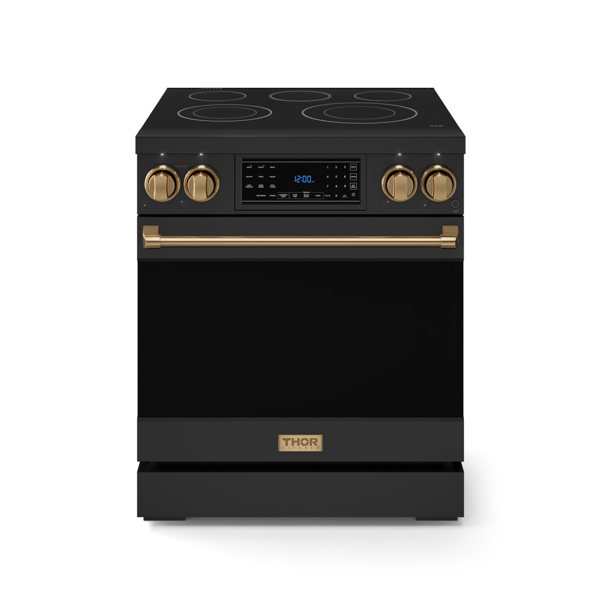 Thor Kitchen RSE30B-BRZ Gordon Ramsay 30-in Glass Top 5 burners 4.55-cu ft Air Fry Convection Oven Freestanding Electric Range ( Matte Black )