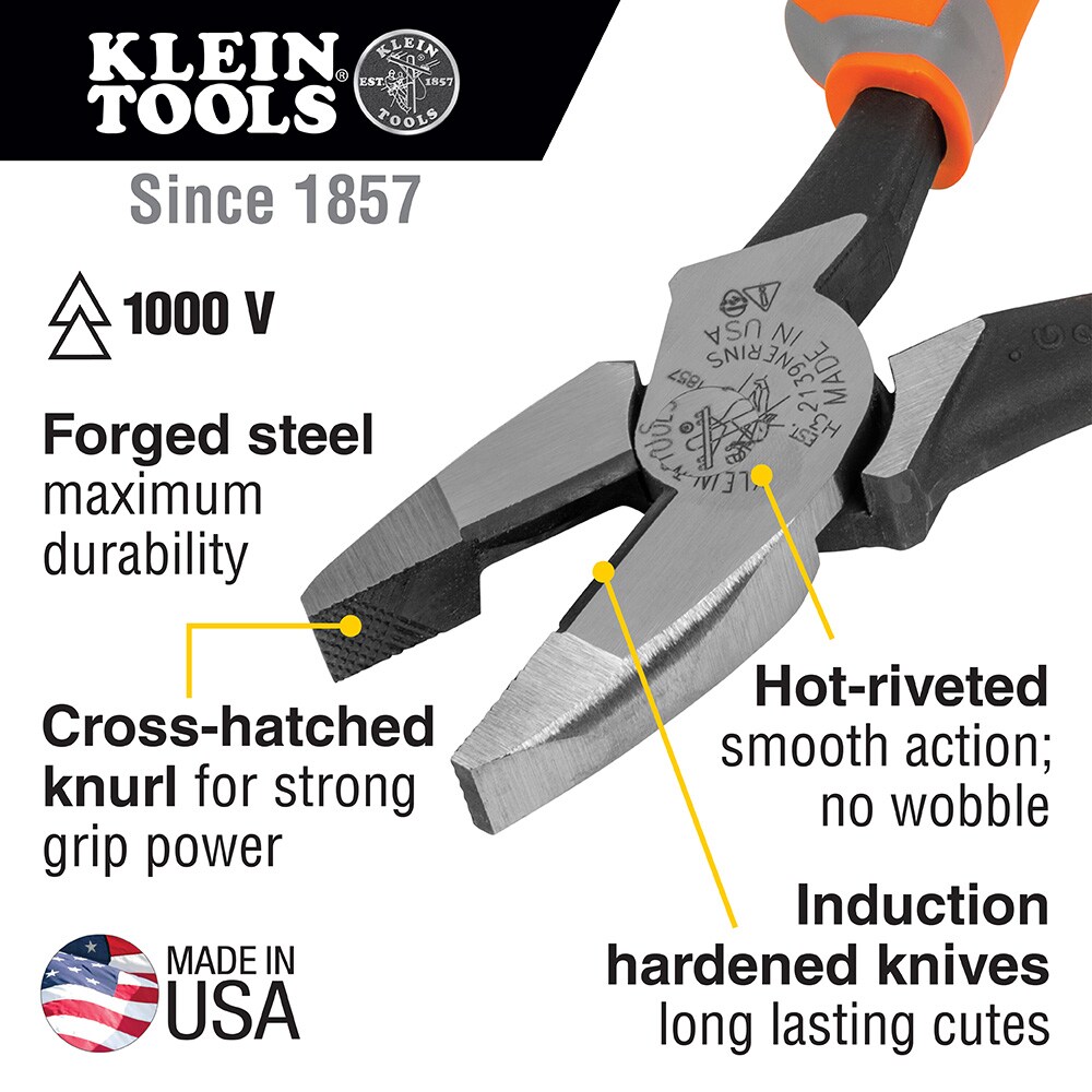 Klein Tools 9-in Electrical Locking Pliers with Wire Cutter in Orange | 38612