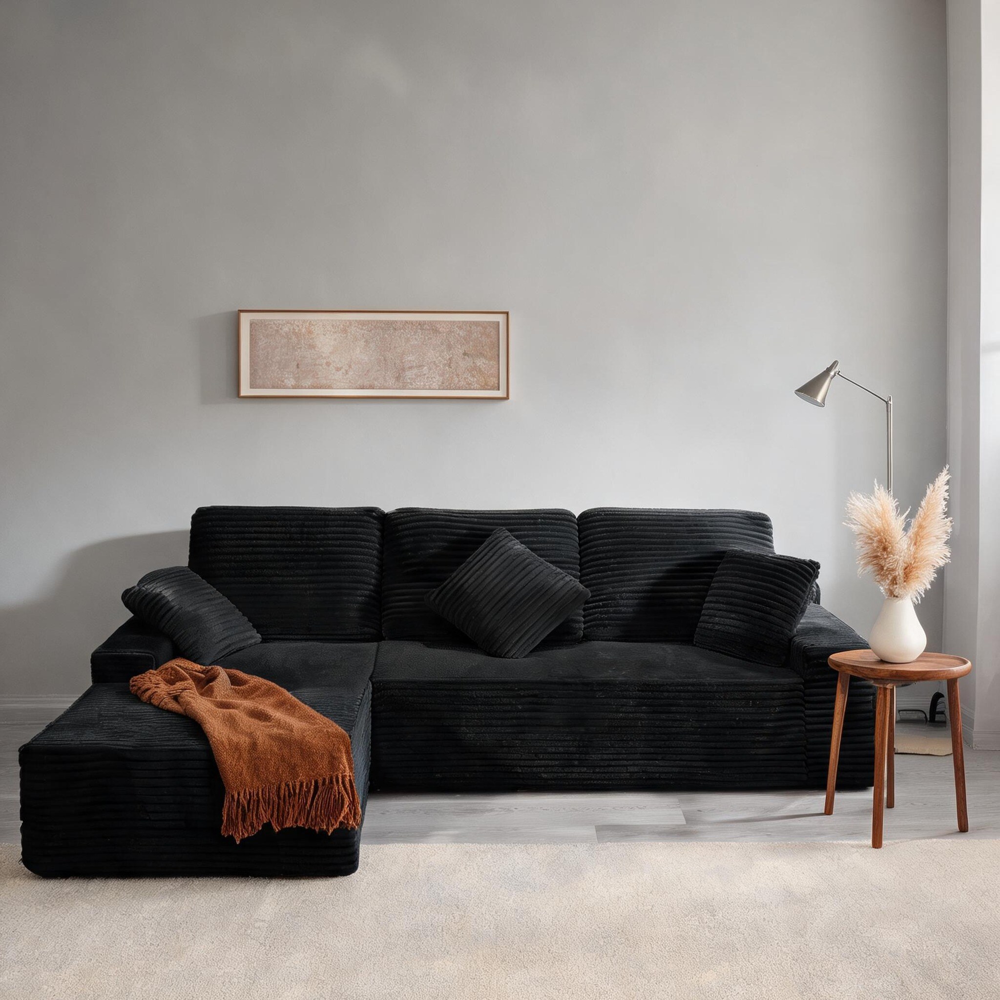 Naturefalls Modern 105-Inch Left-Facing L-Shape Corduroy Sectional Sofa ...