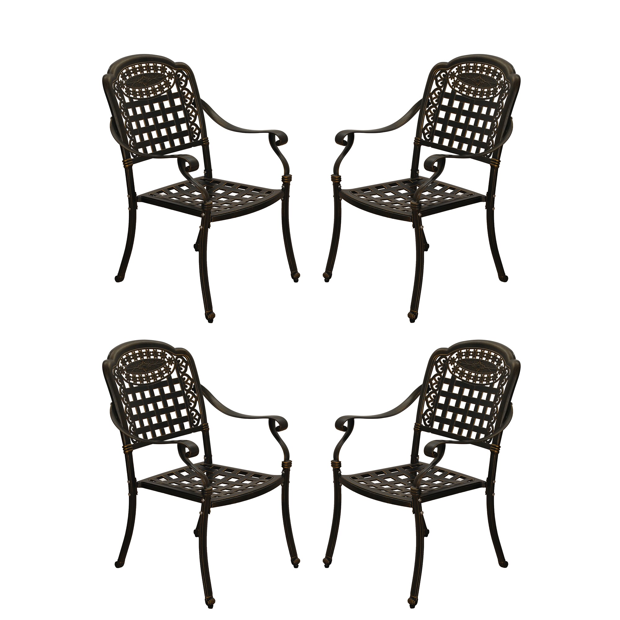 Clihome Cast Aluminium Patio Chairs Set of 4 Bronze Aluminum Frame ...