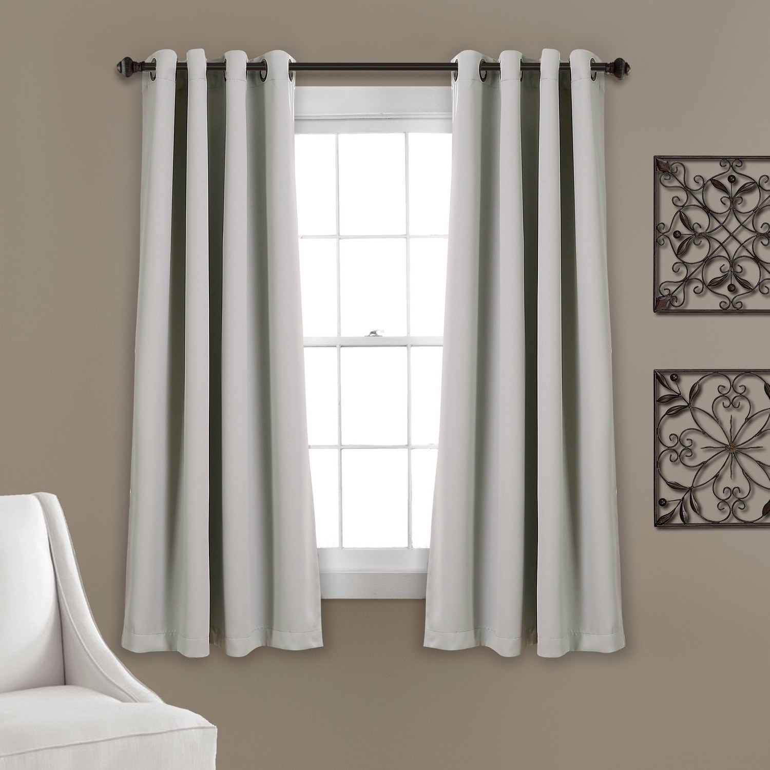 Lush Decor 45-in Light Gray Blackout Grommet Curtain Panel Pair in