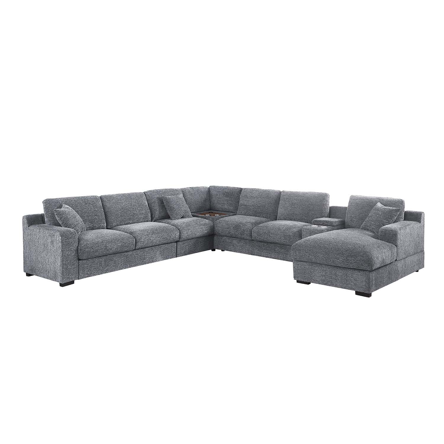 GZMR 141.5" Chenille Fabric Corner Sectional Sofa 141.5-in W Modern Gray Chenille 6+seats Storage Sectional