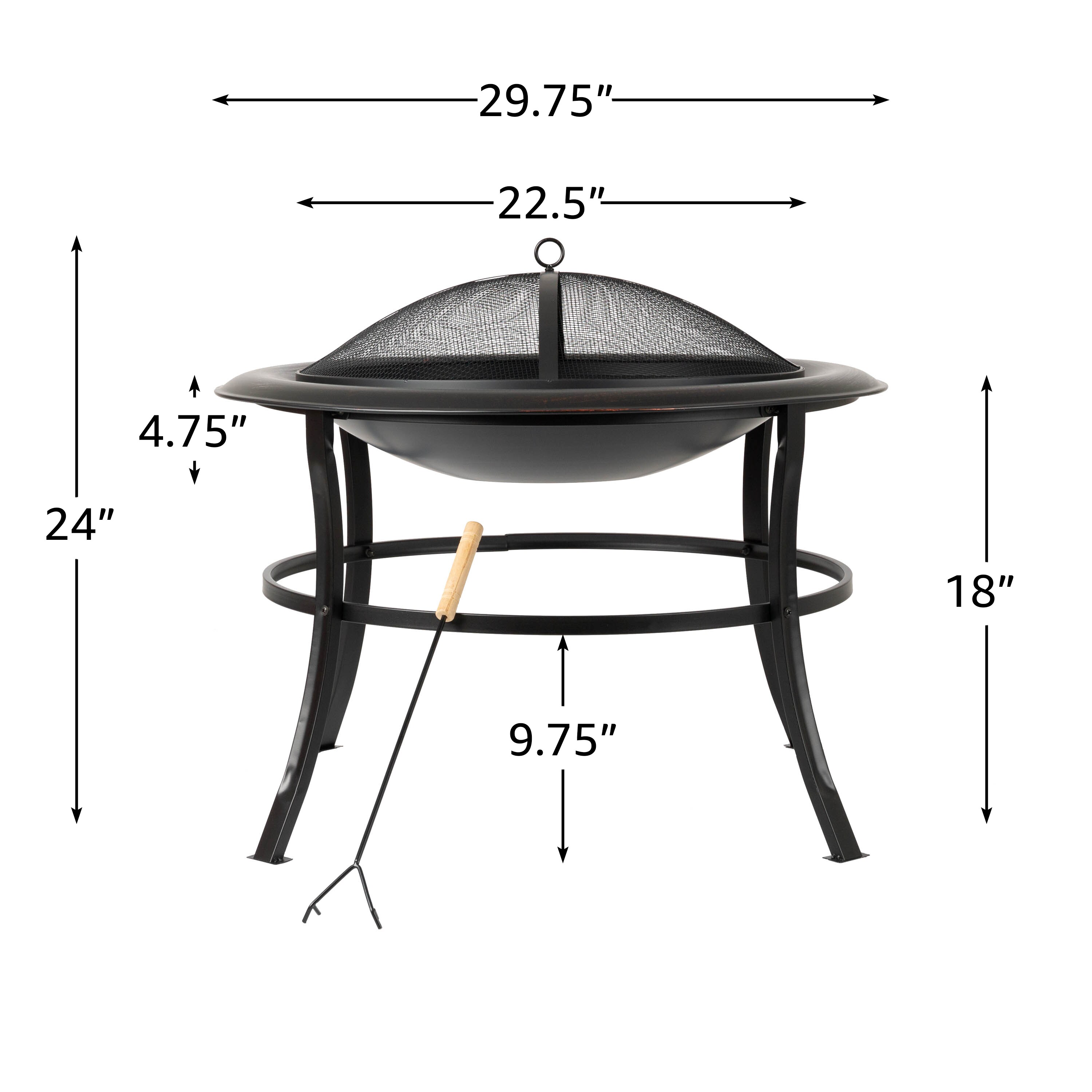 Tokia 30" Bronze Steel Wood Burning Fire Pit
