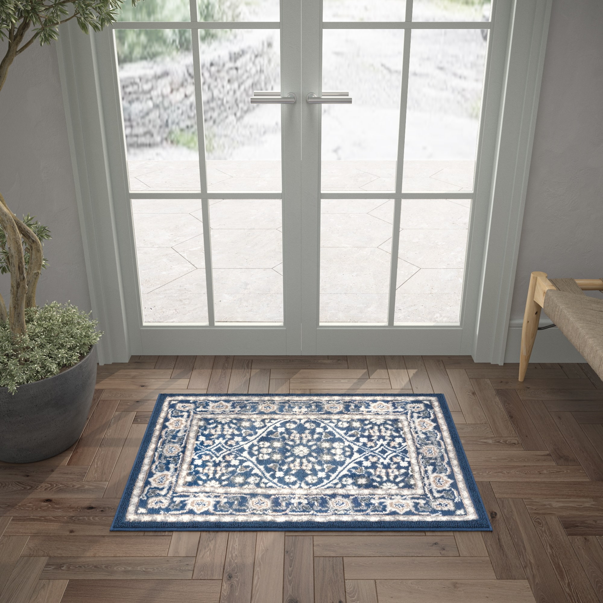 Tayse MDN3707 2X3 Madison 2 x 3 (ft) Loomed Polypropylene Blue Rectangular Indoor Throw rug