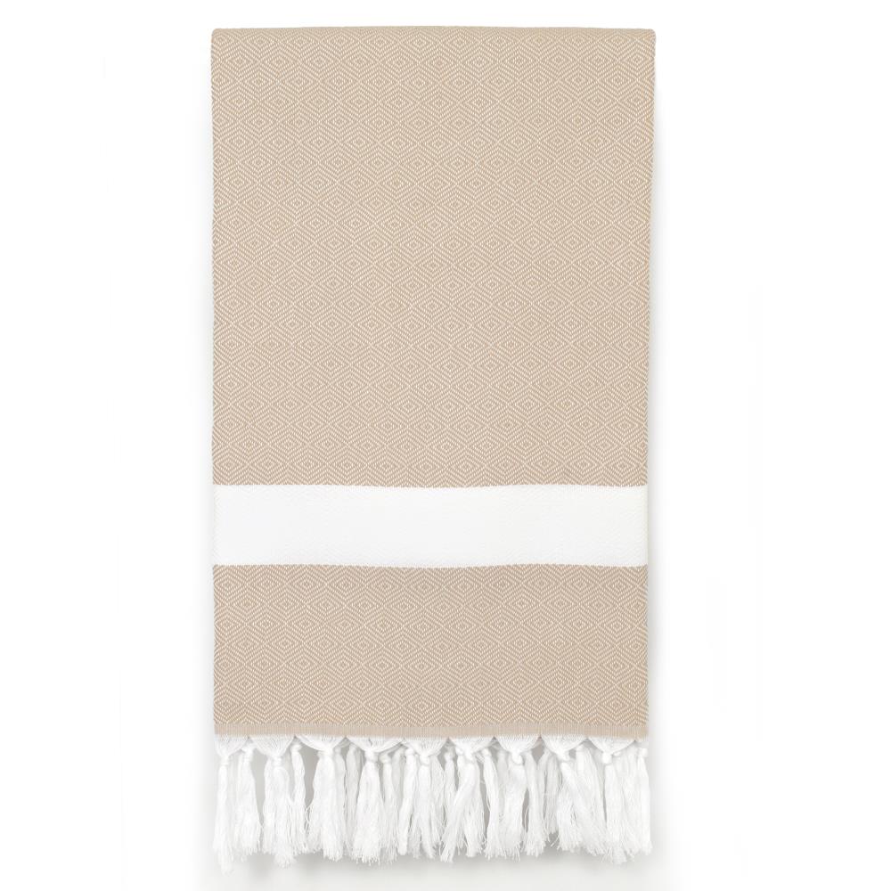 Linum Home Textiles Beige Turkish Cotton Quick Dry Beach Towel (Diamond ...