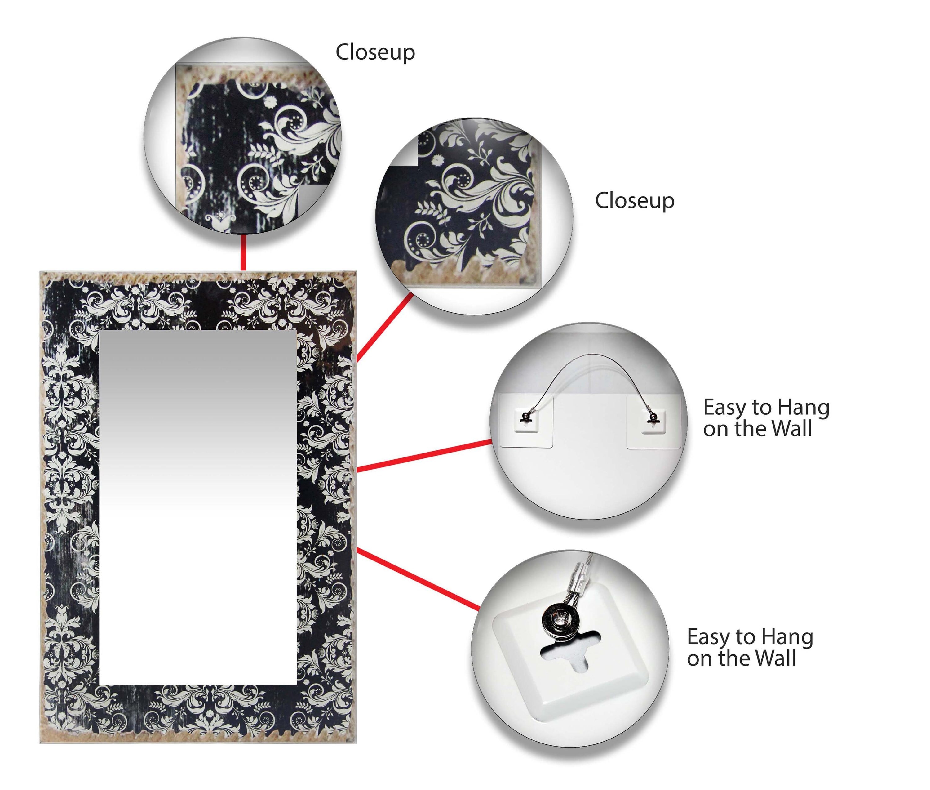 Elegant Frameless Rectangular Wall Mirror with Polished Edge, 23.5-inch