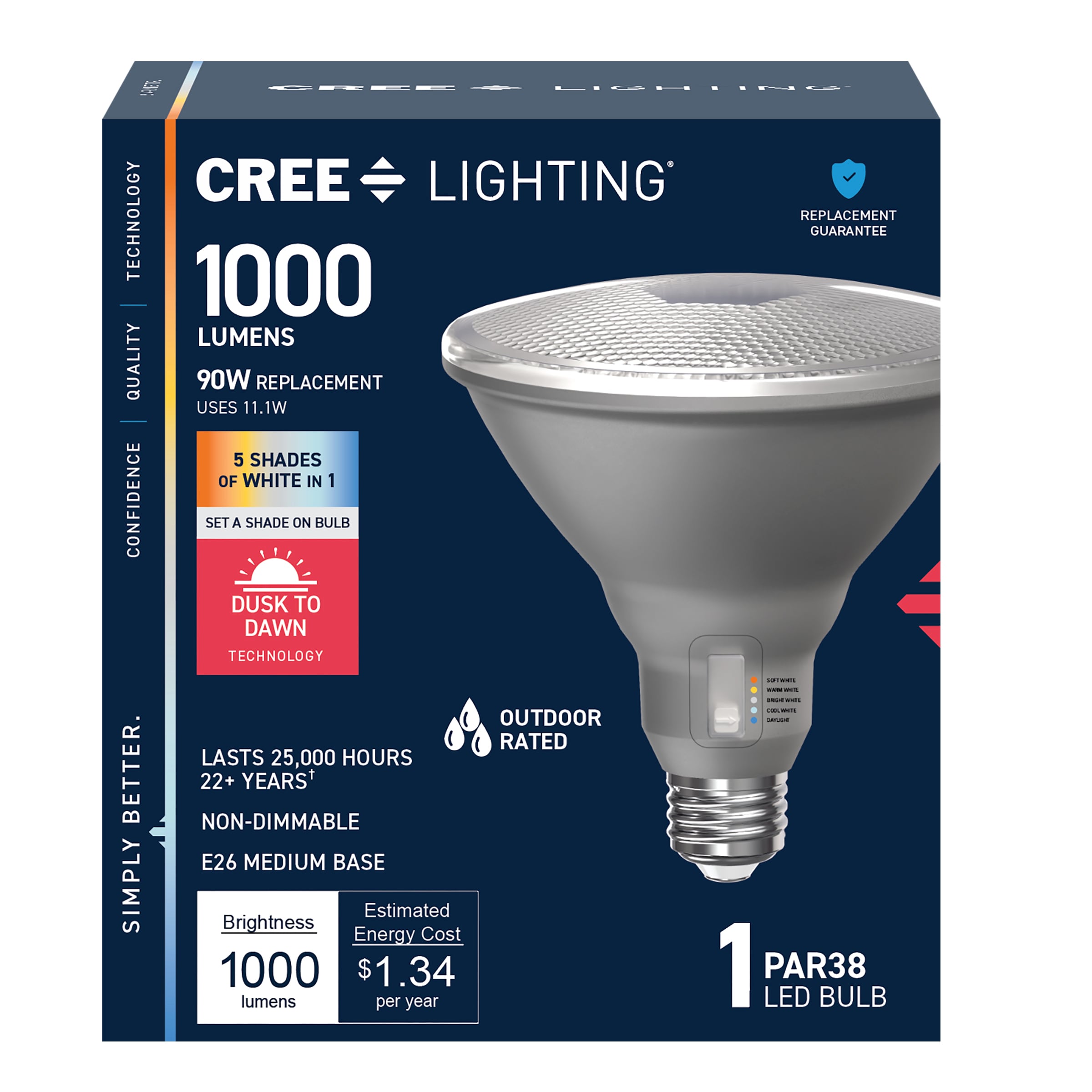 Cree Lighting Dusk to Dawn 90 -Watt EQ PAR38 Switchable white Medium screw base E26 LED General purpose Light Bulb